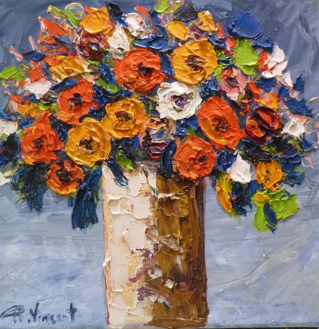 R. Vincent (1954) - Fleurs de Provence cote d'Azur oeuvre de Vincent Rallo