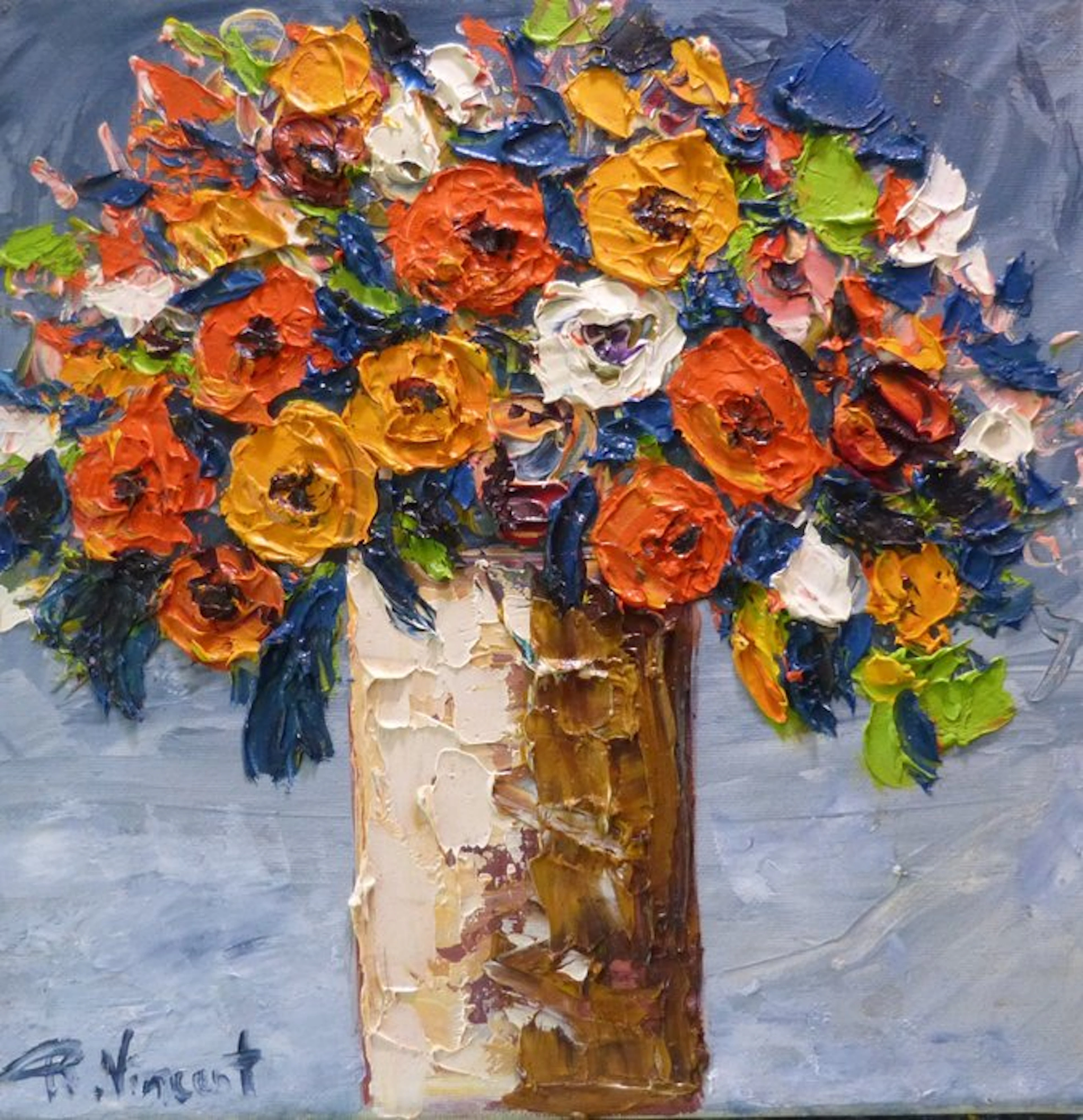 R. Vincent (1954) - Fleurs de Provence cote d'Azur oeuvre de Vincent Rallo