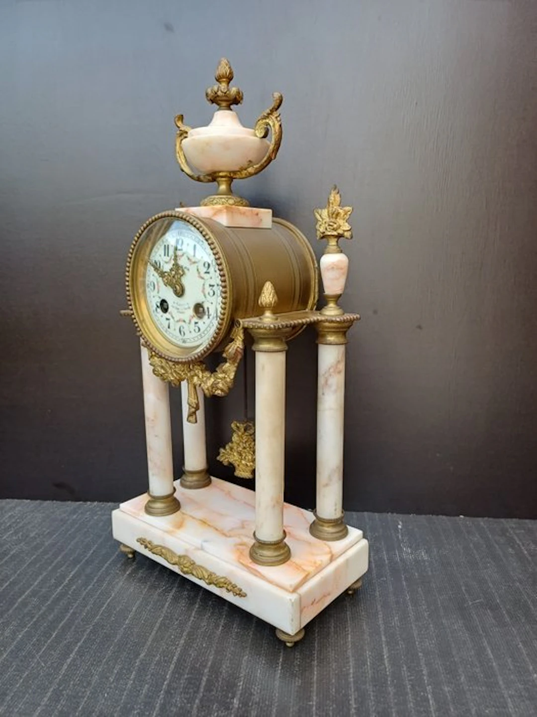 Table clock - paris - marble and bronze - 1910-1920 - Antique pillar clock