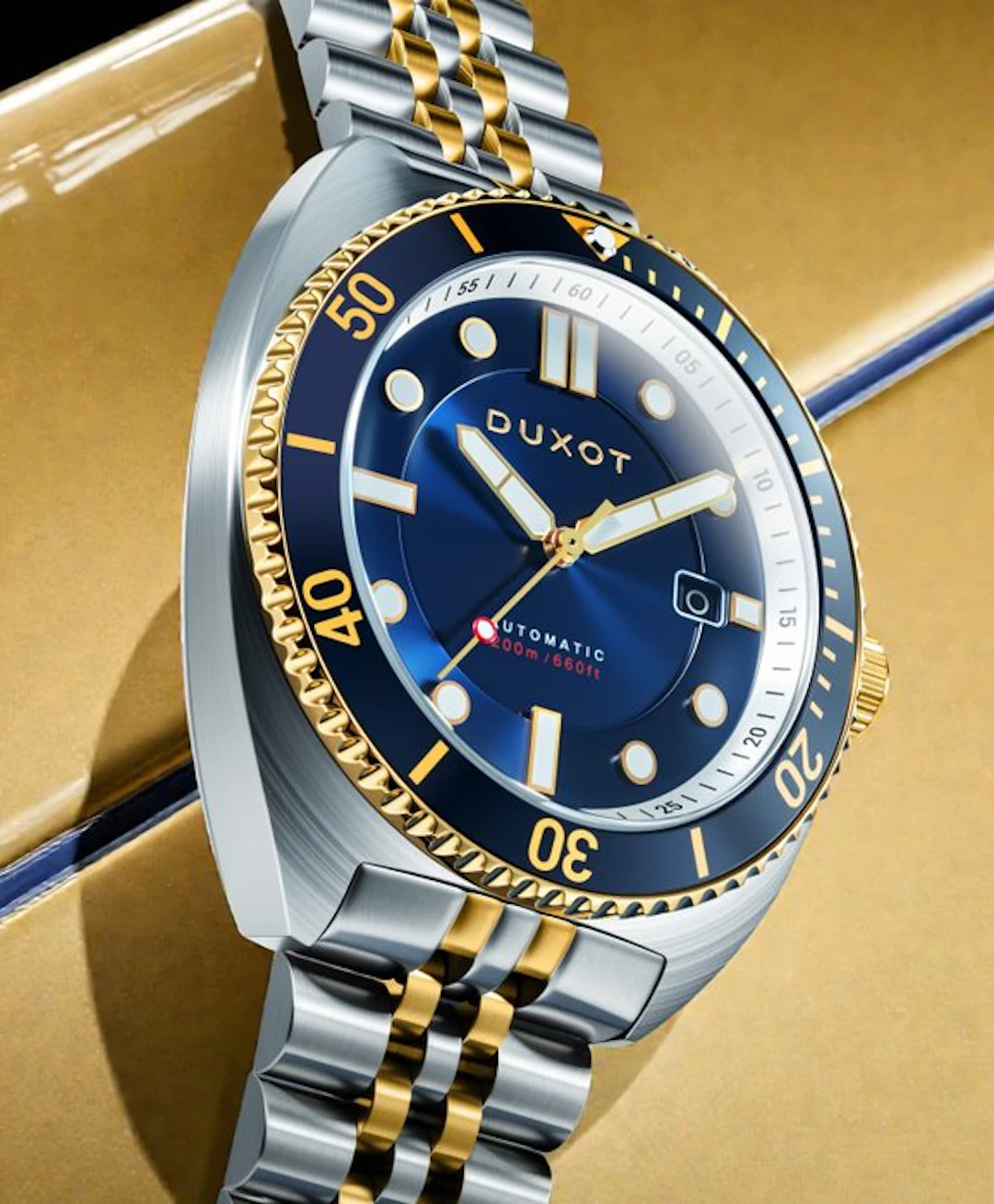 Duxot - Automatic - Domed Sapphire - 24 Jewels - Gold - Diver - NEW