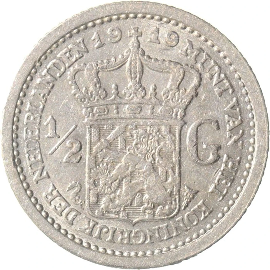Netherlands. Wilhelmina. 1/2 Gulden 1919 (No reserve price)