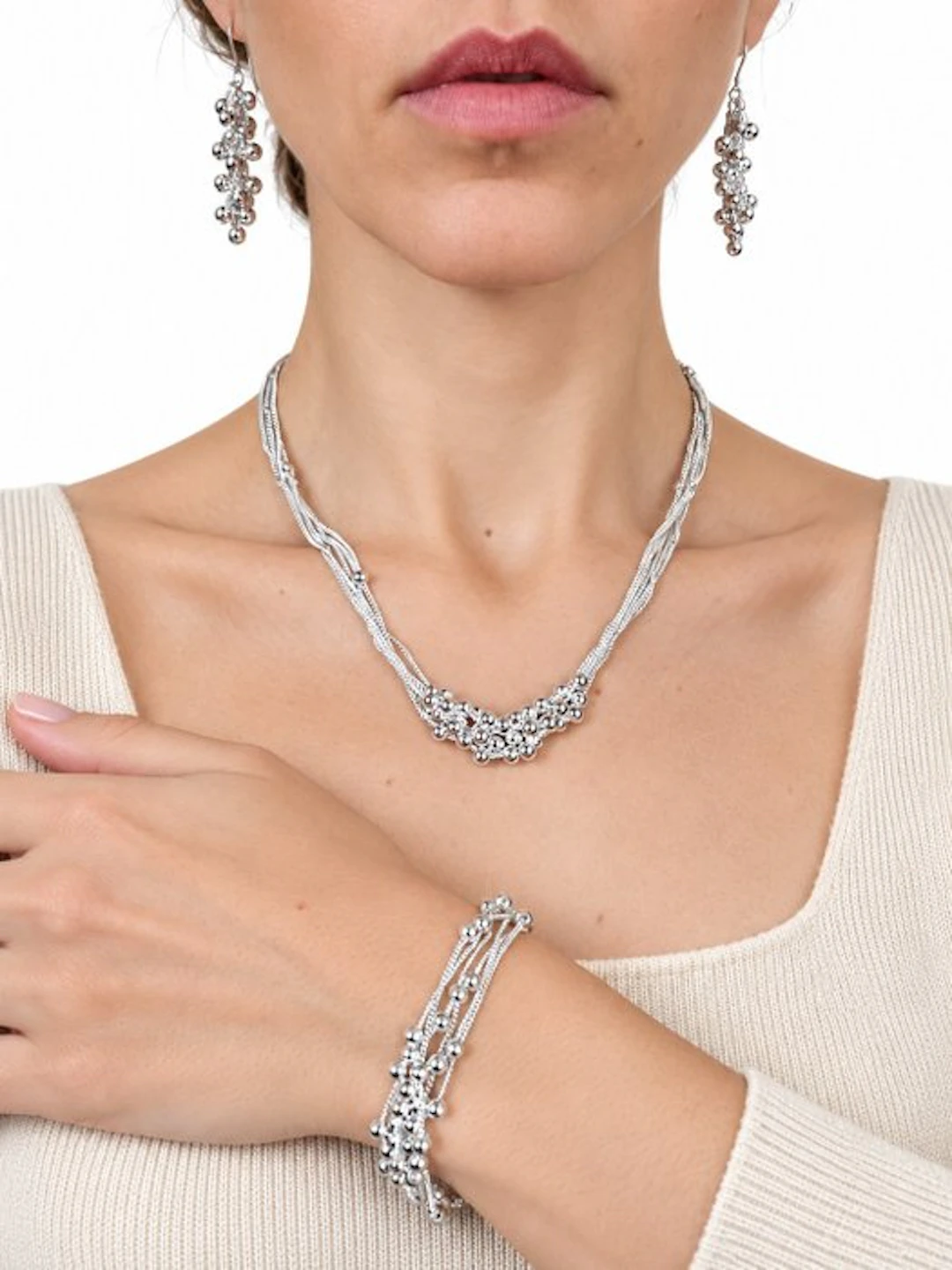 No reserve price - 3 piece jewellery set Silver