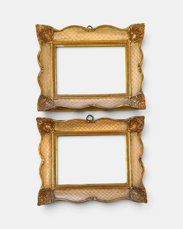 Frame (2) - Wood - Ivory & gold lacquer pair
