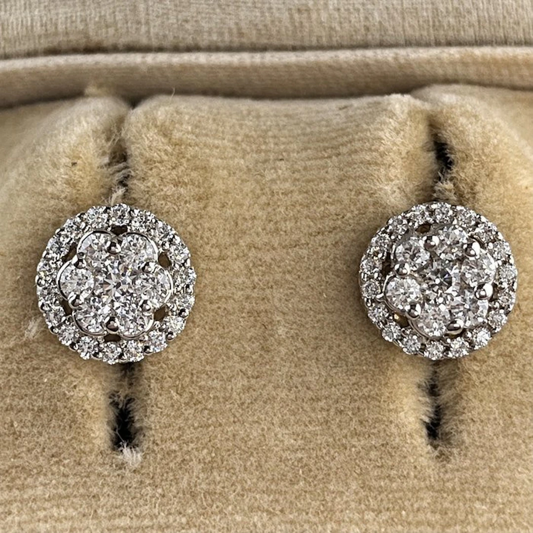No reserve price - Earrings - 9 kt. White gold - 0.76ct. tw. Diamond (Natural)