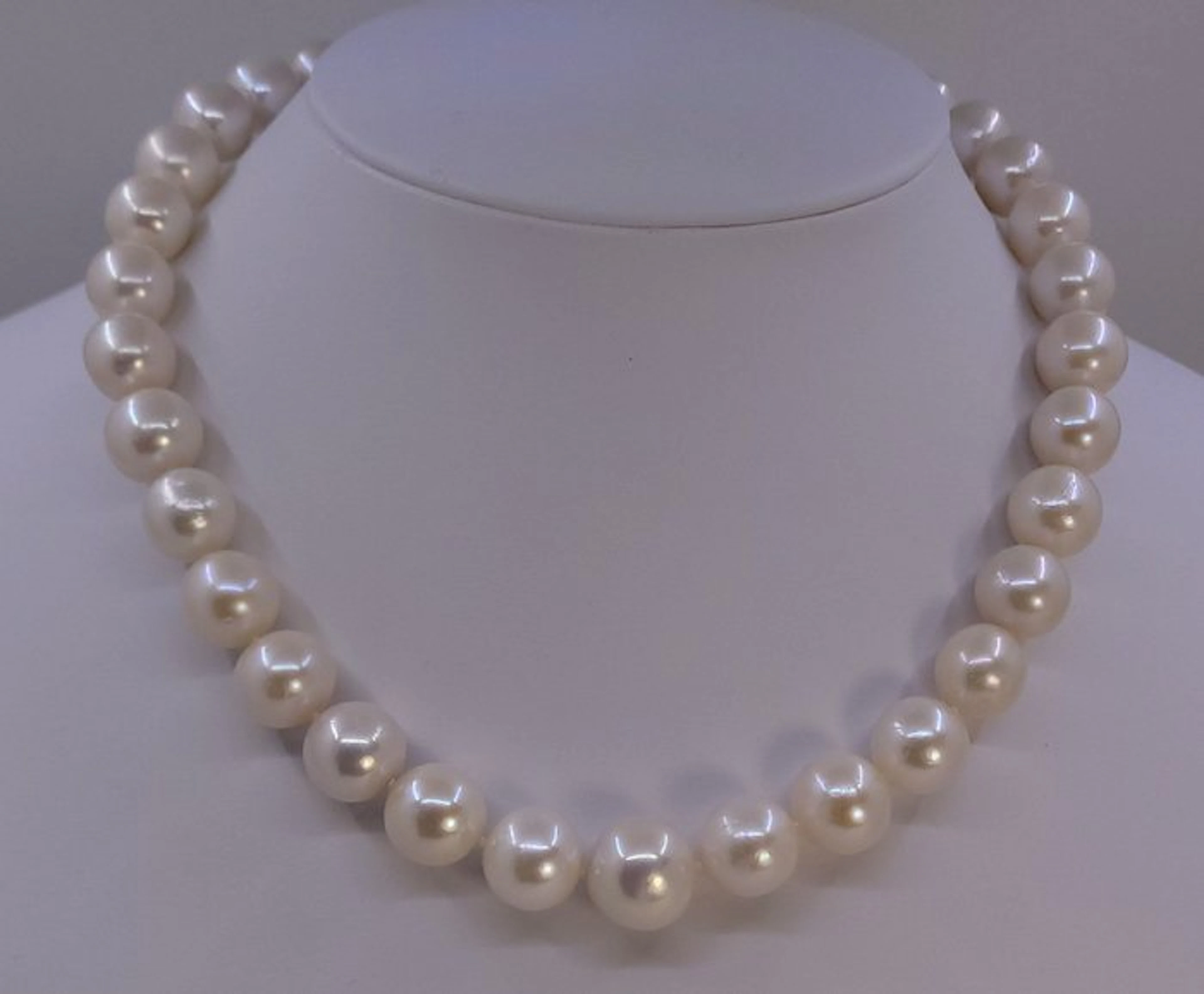 No reserve price - Necklace 11x14.5mm Round White Edison Pearls