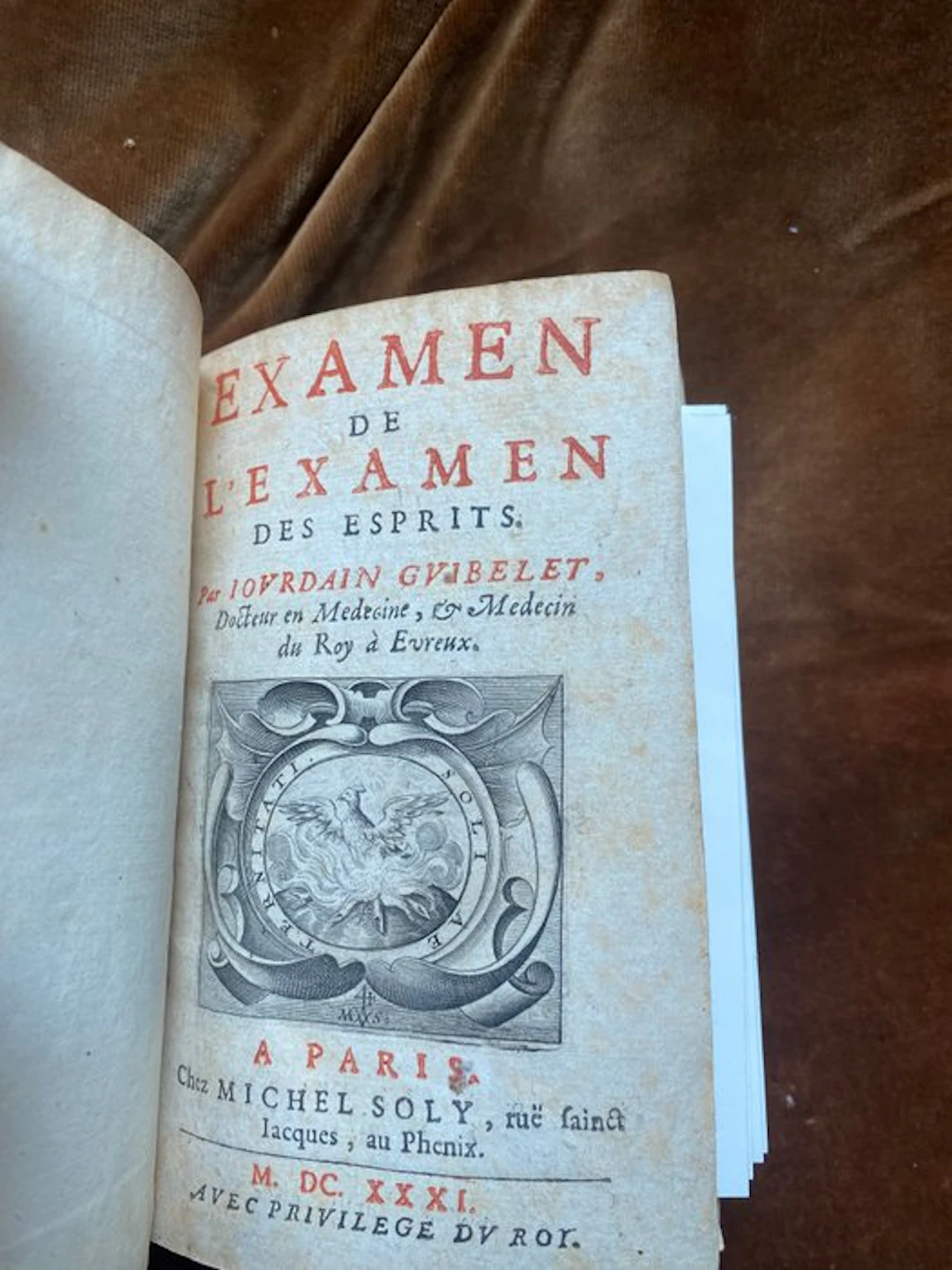 Jourdain Guibelet - Examen de l'Examen des Esprits - 1631