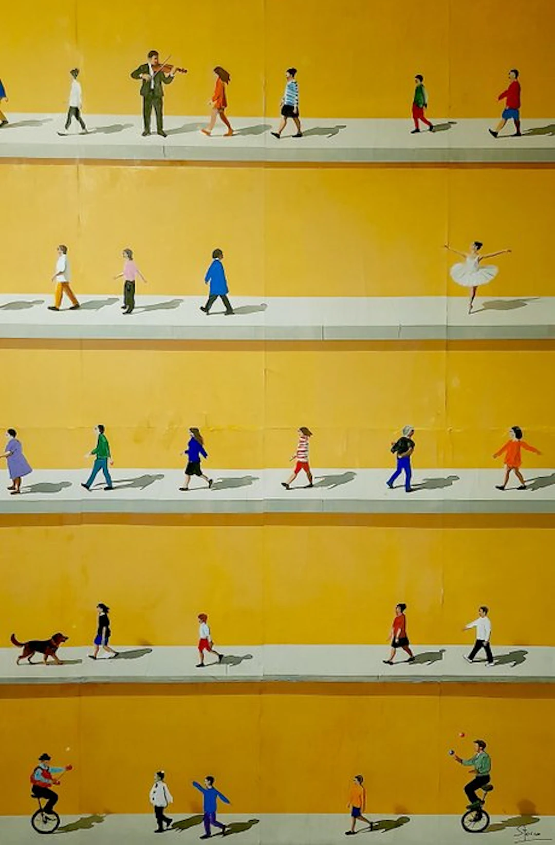 Giorgio Stocco - People walking 96- opera unica
