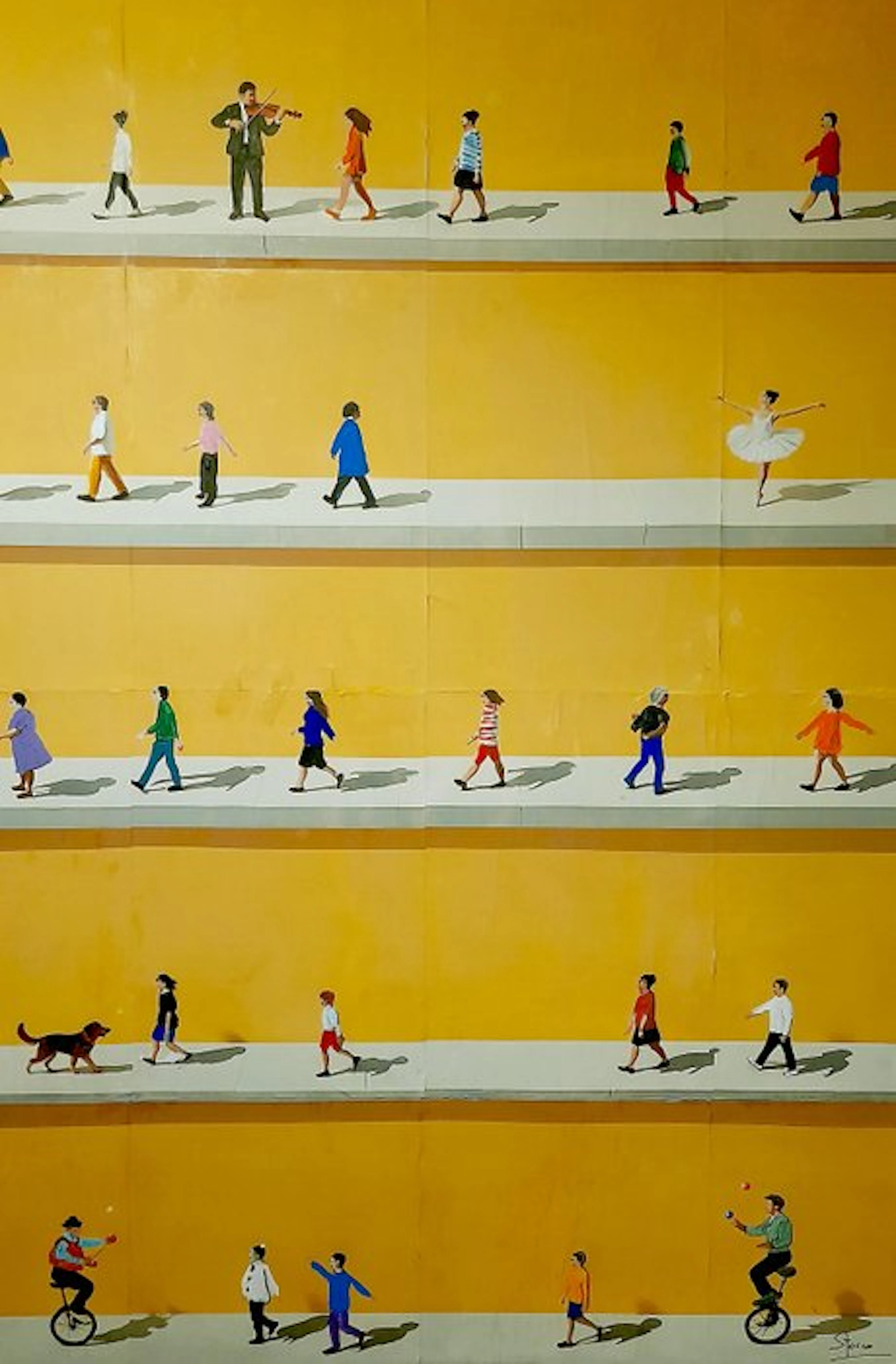 Giorgio Stocco - People walking 96- opera unica