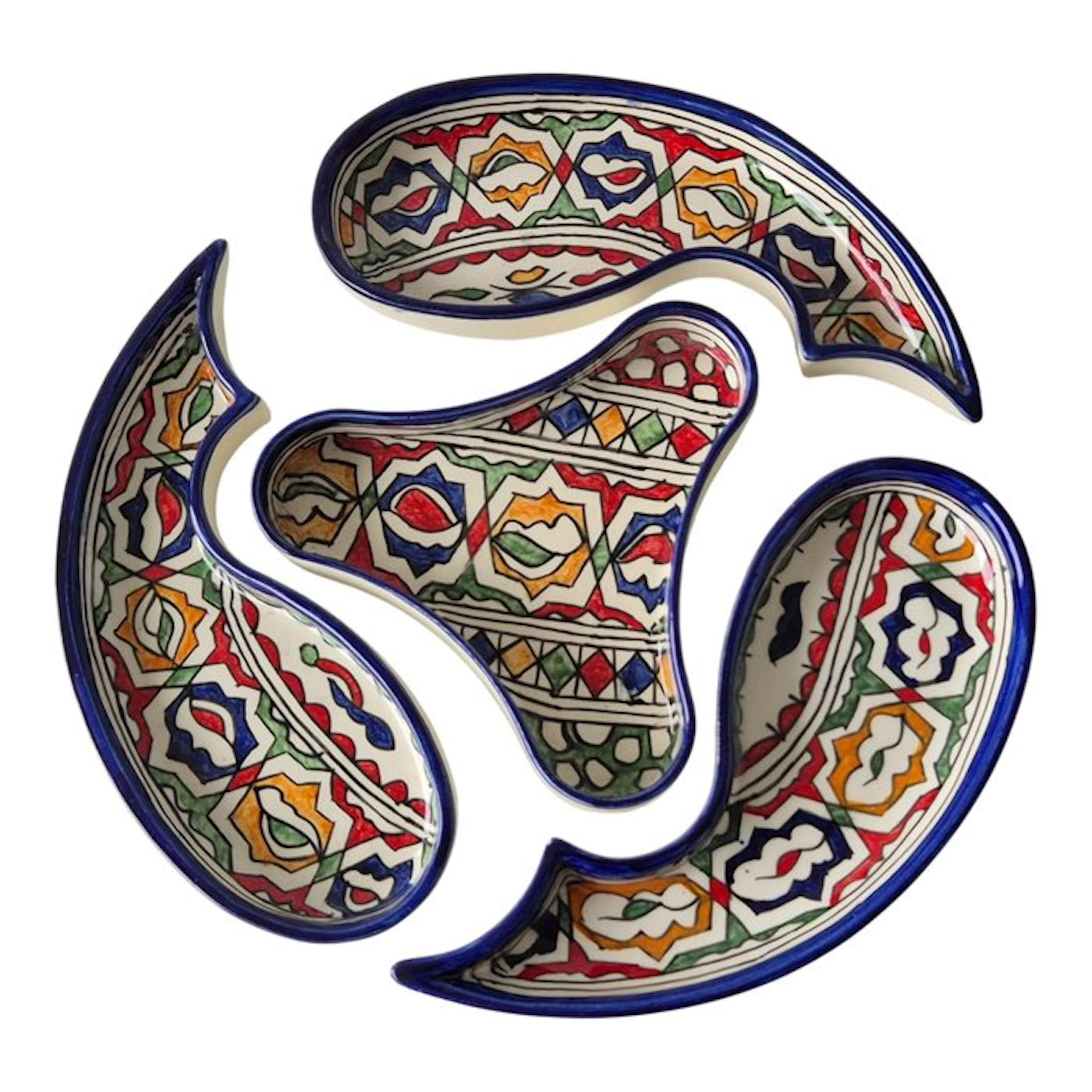 Platter - Hand-painted Moroccan tapas bowls – set of...