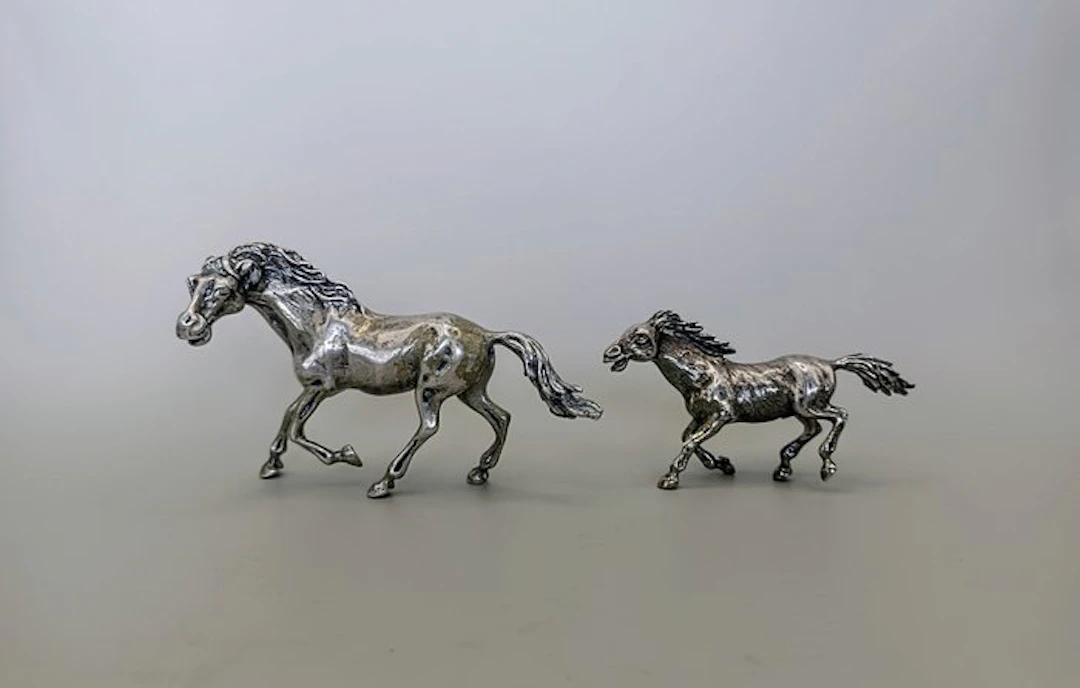 Mario Cerreti - Mare and Colt - Figure (2) - .800 silver