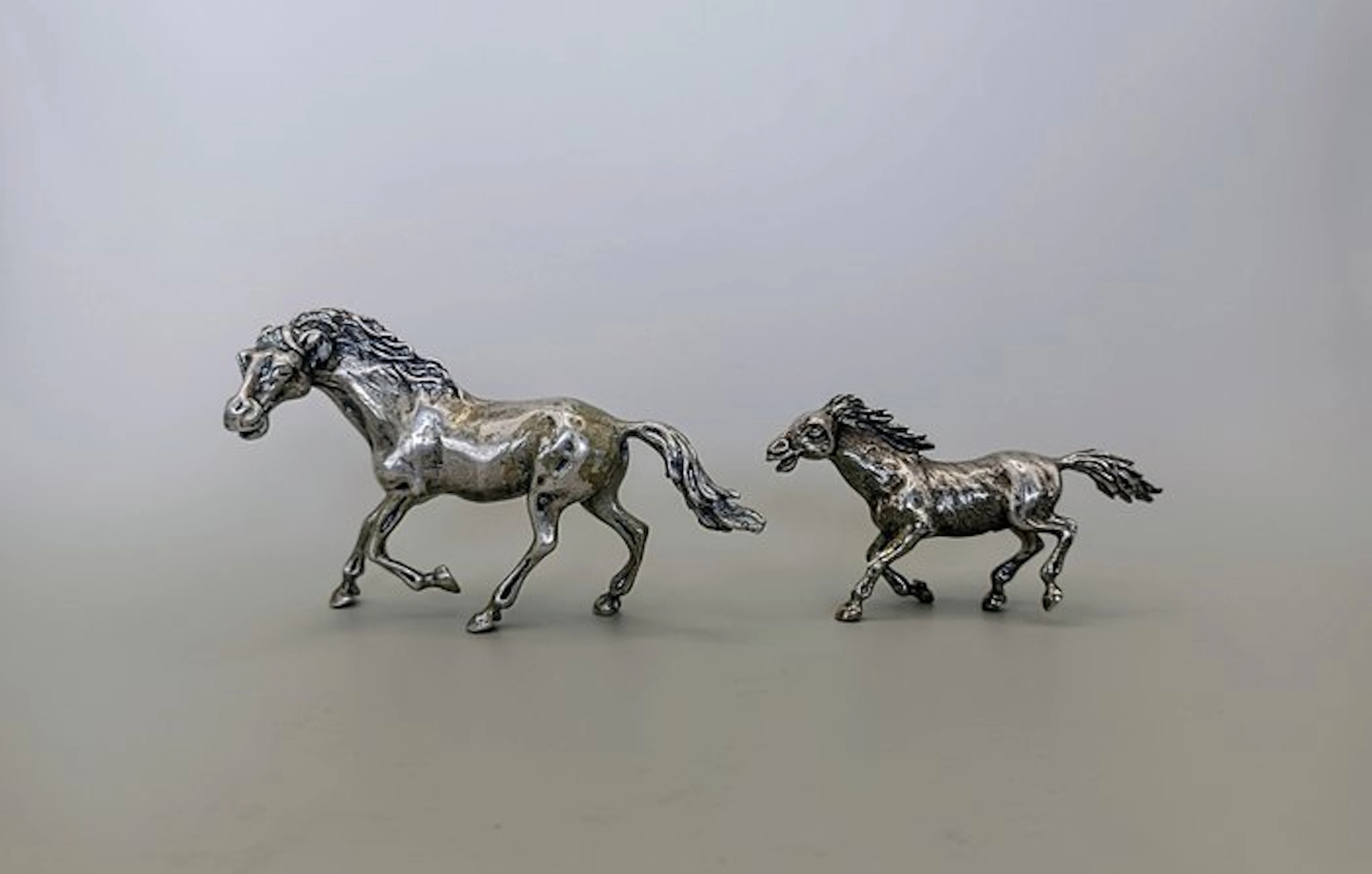 Mario Cerreti - Mare and Colt - Figure (2) - .800 silver
