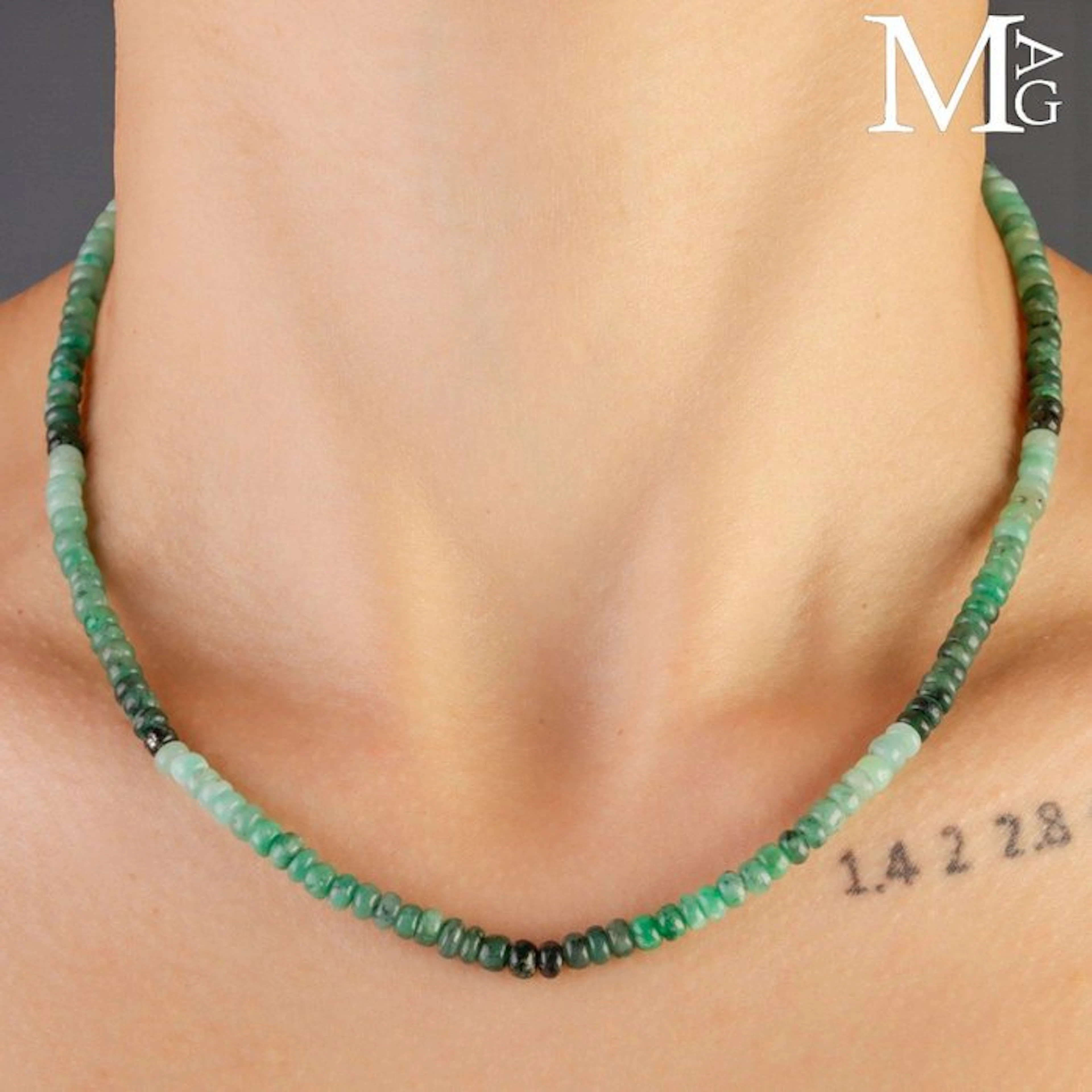 Natural Emerald Rondelle Beads Necklace - Pure Brazilian...