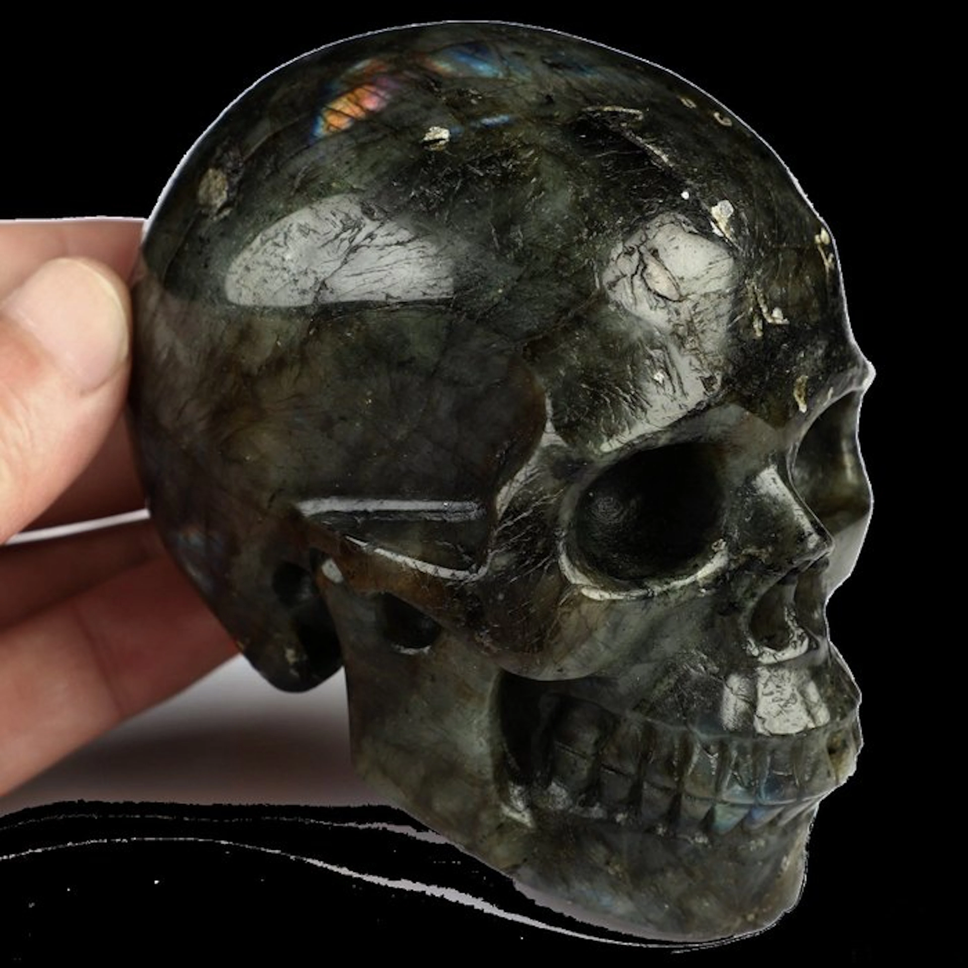 703 g 9.70 x 7.00 cm archaic skull - LARGER LABRADORITE...