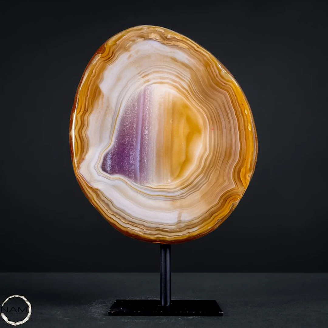 Natural Agate Disc on Stand- 729.18 g