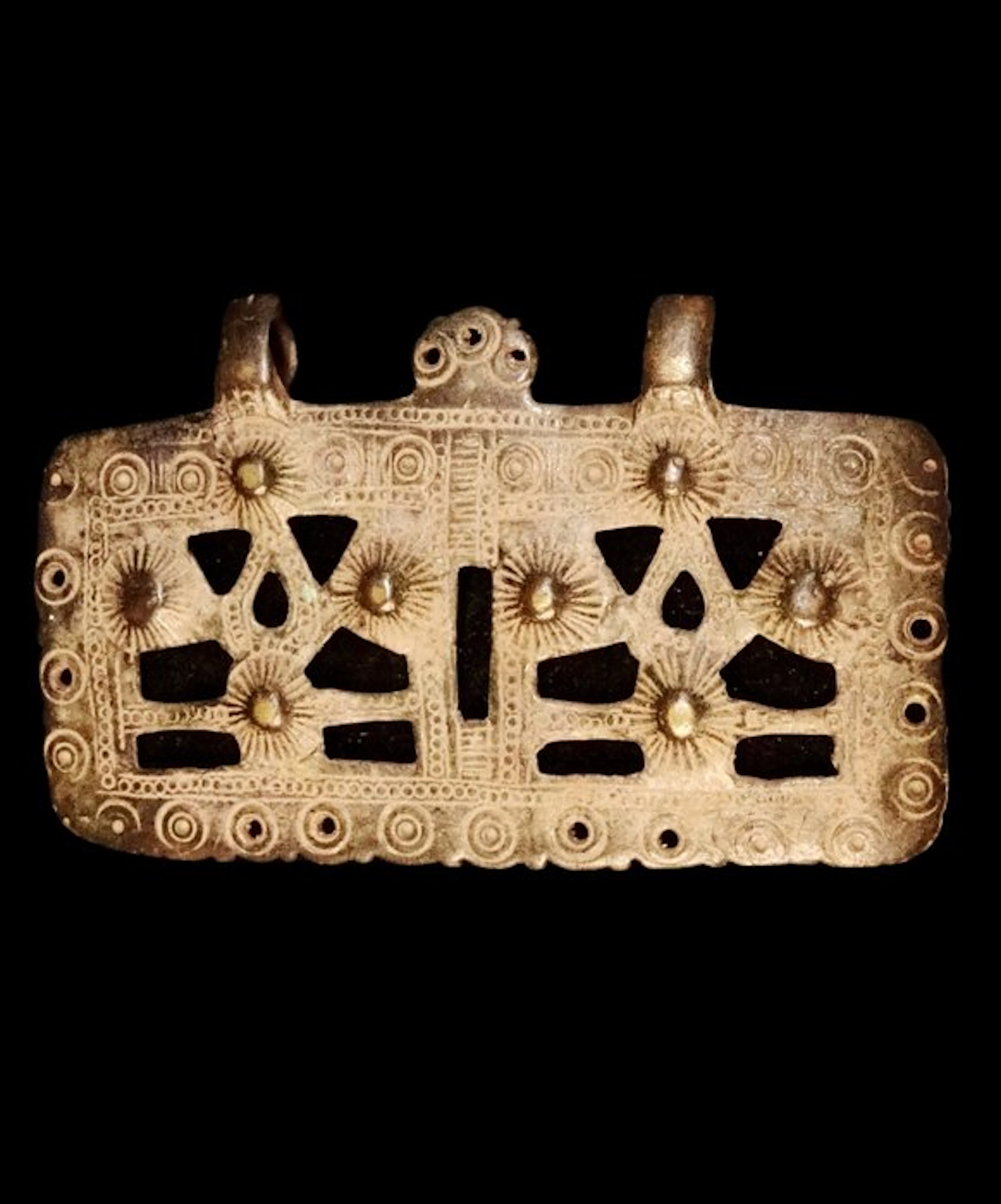 Medieval - Openwork Merovingian belt buckle plate - 6th / 7th century