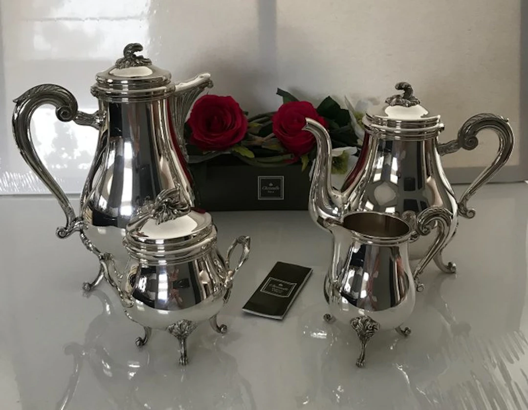 Christofle - Coffee set - Modèle Pompadour - silvered metal