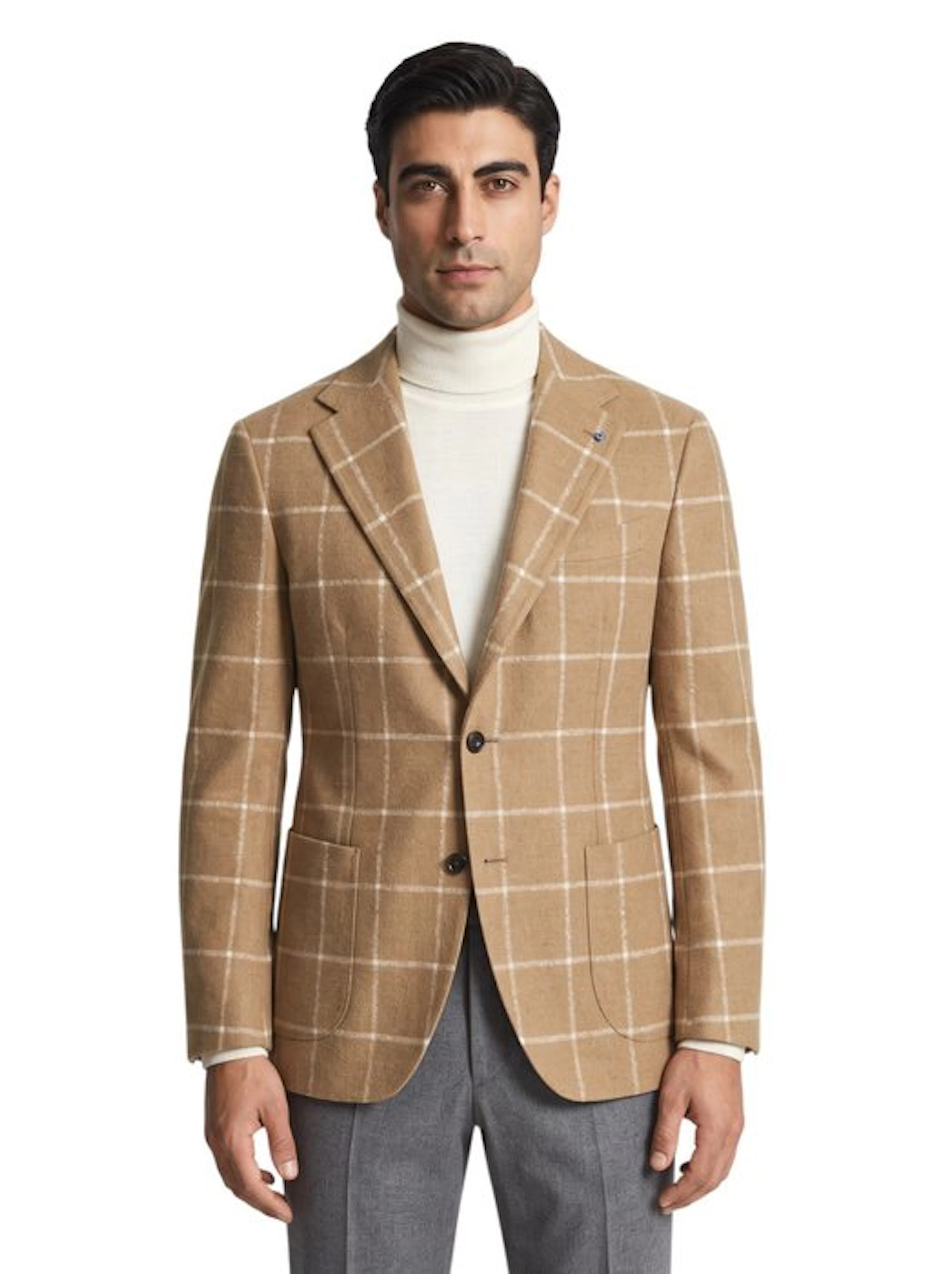 GIAMPAOLO - 50 IT - Blazer Jacket Checks Beige White...