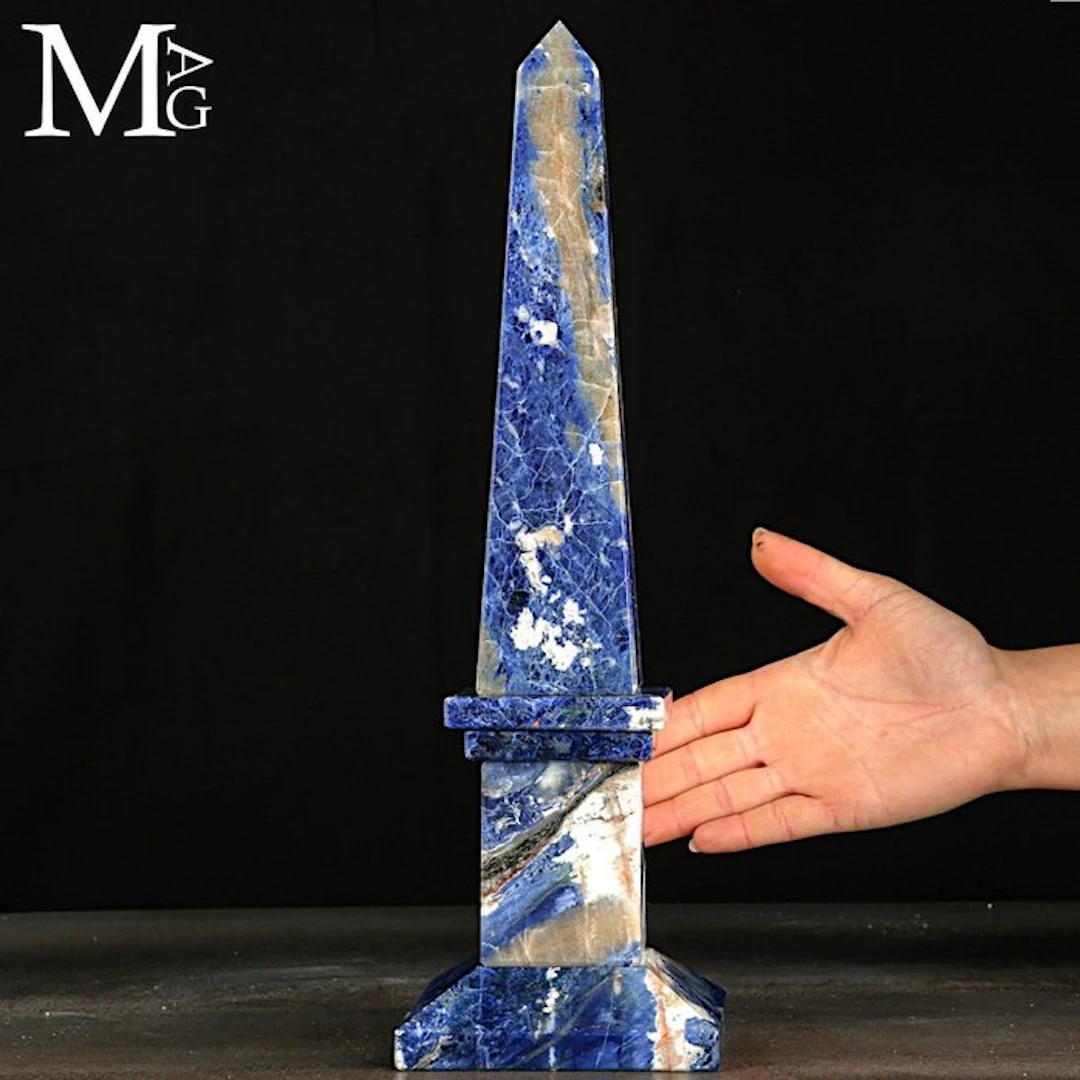 Natural Sodalite Obelisk Sodalite - Height: 360 mm - Width: 110 mm-