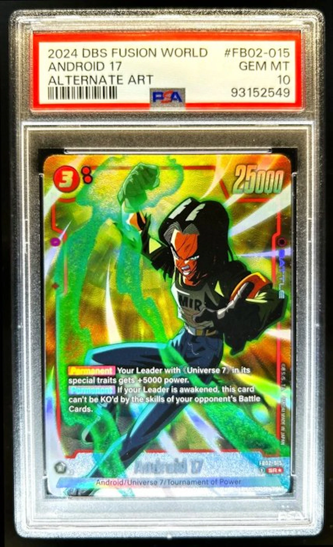 Bandai - 1 Graded card - Dragon Ball - Android 17 #FB02-015 HOLO Alternate art