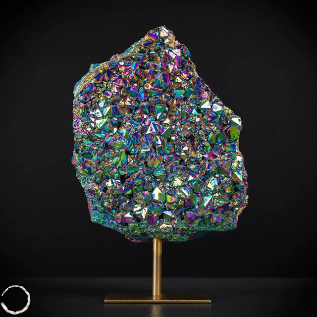 Rainbow of Energy – Aura Amethyst on a Stand. Unique- 1006.16 g