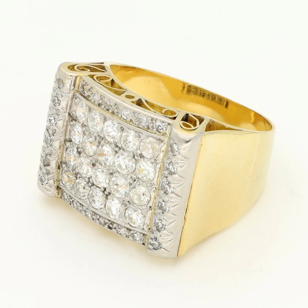 Ring - 18 kt. Yellow gold Diamond (Natural) - Diamond - Tank