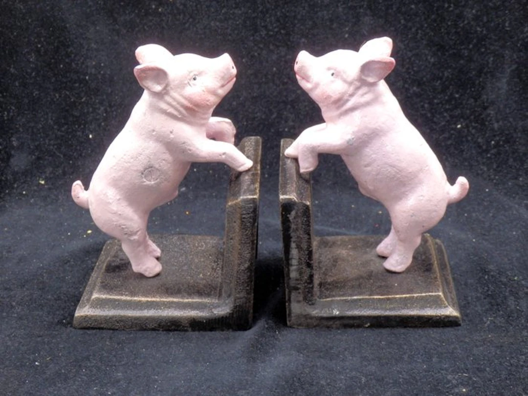 Boekensteunen met Varkens - Bookends (2) - Cast iron - Boekensteunen Varkens