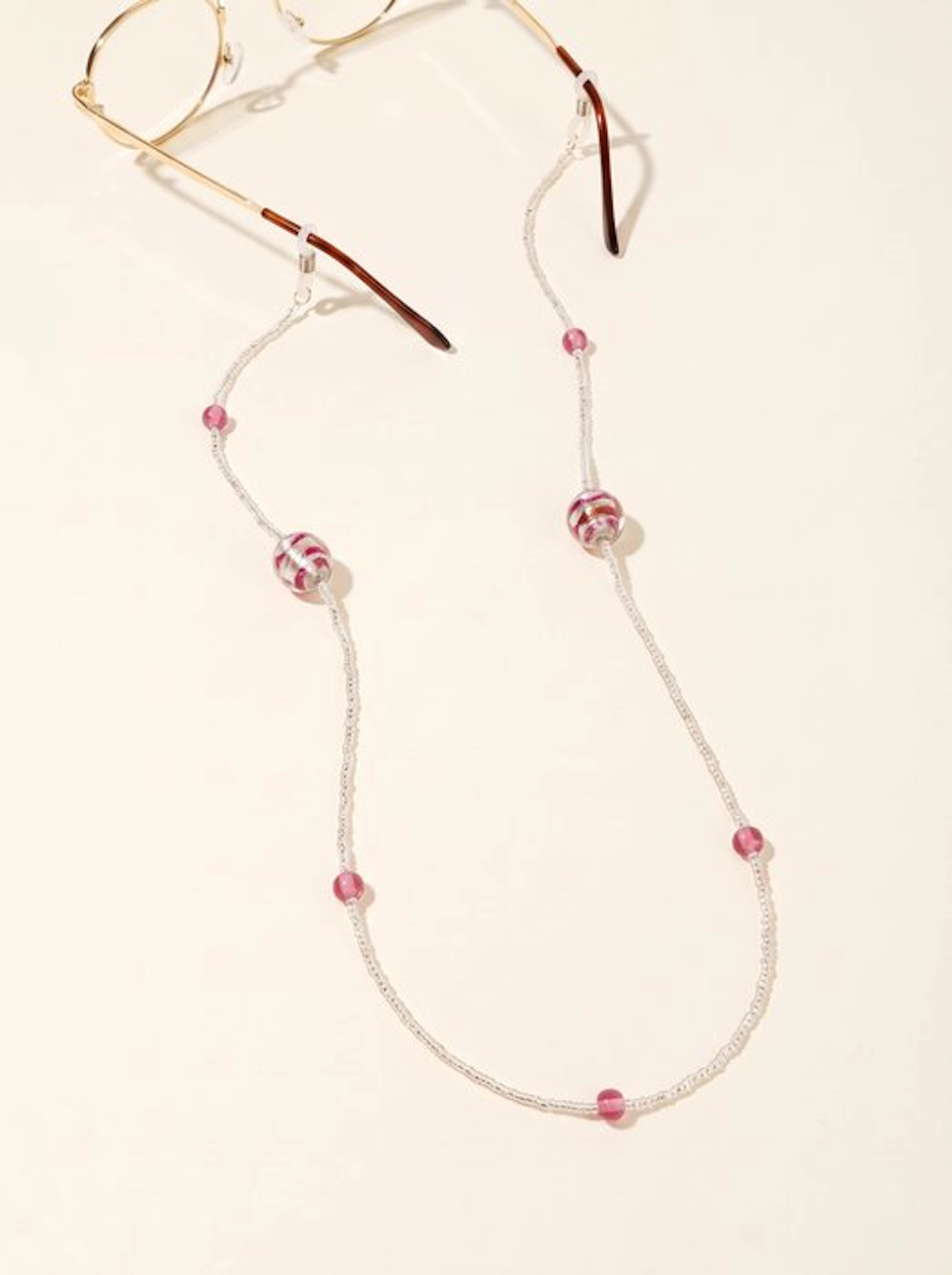 Murano glass, submerged silver - Necklace - for glasses, "Rosé"