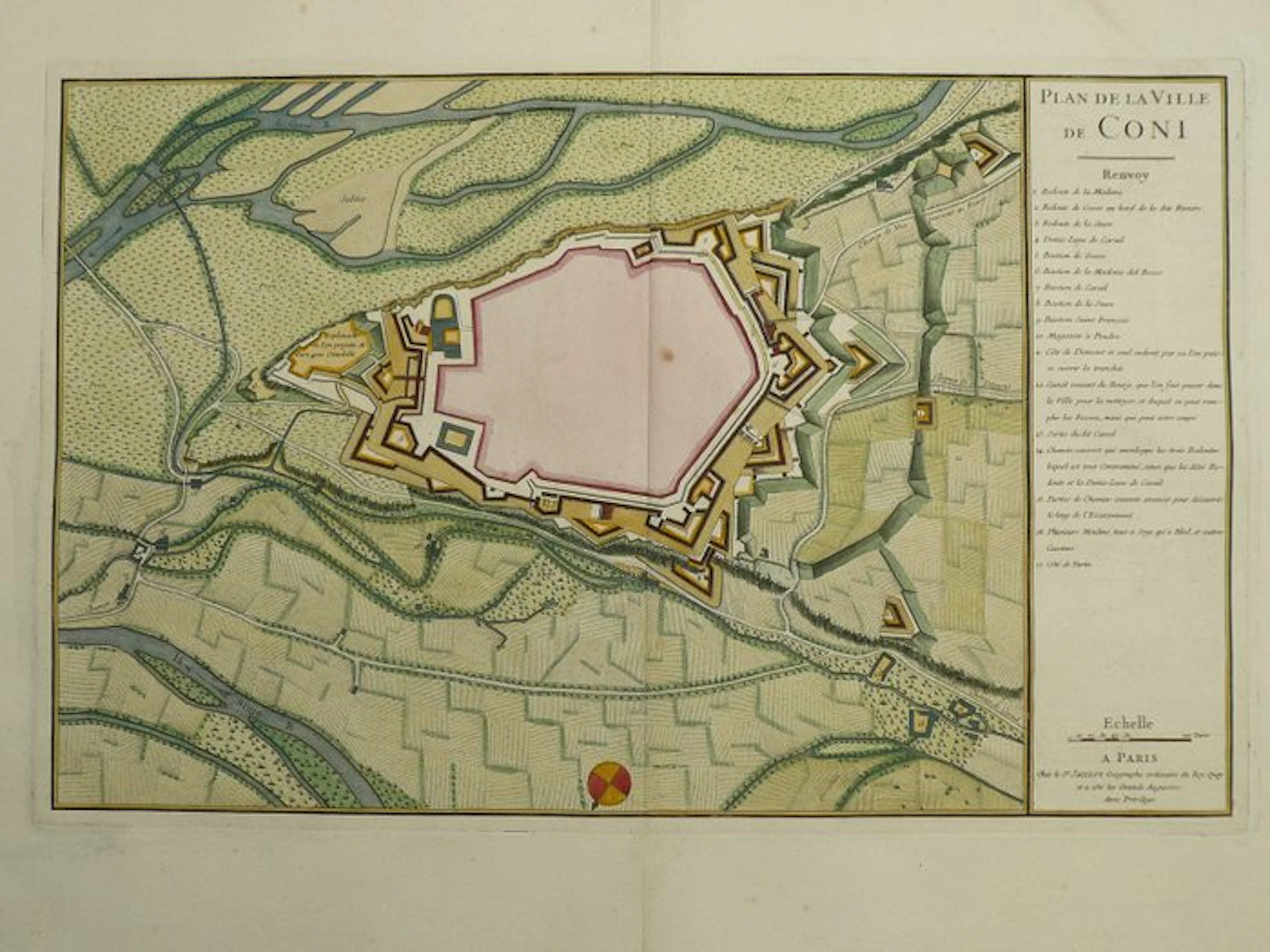 Italy - Cuneo; H. Jaillot - Plan de la ville de Coni - 1681-1700