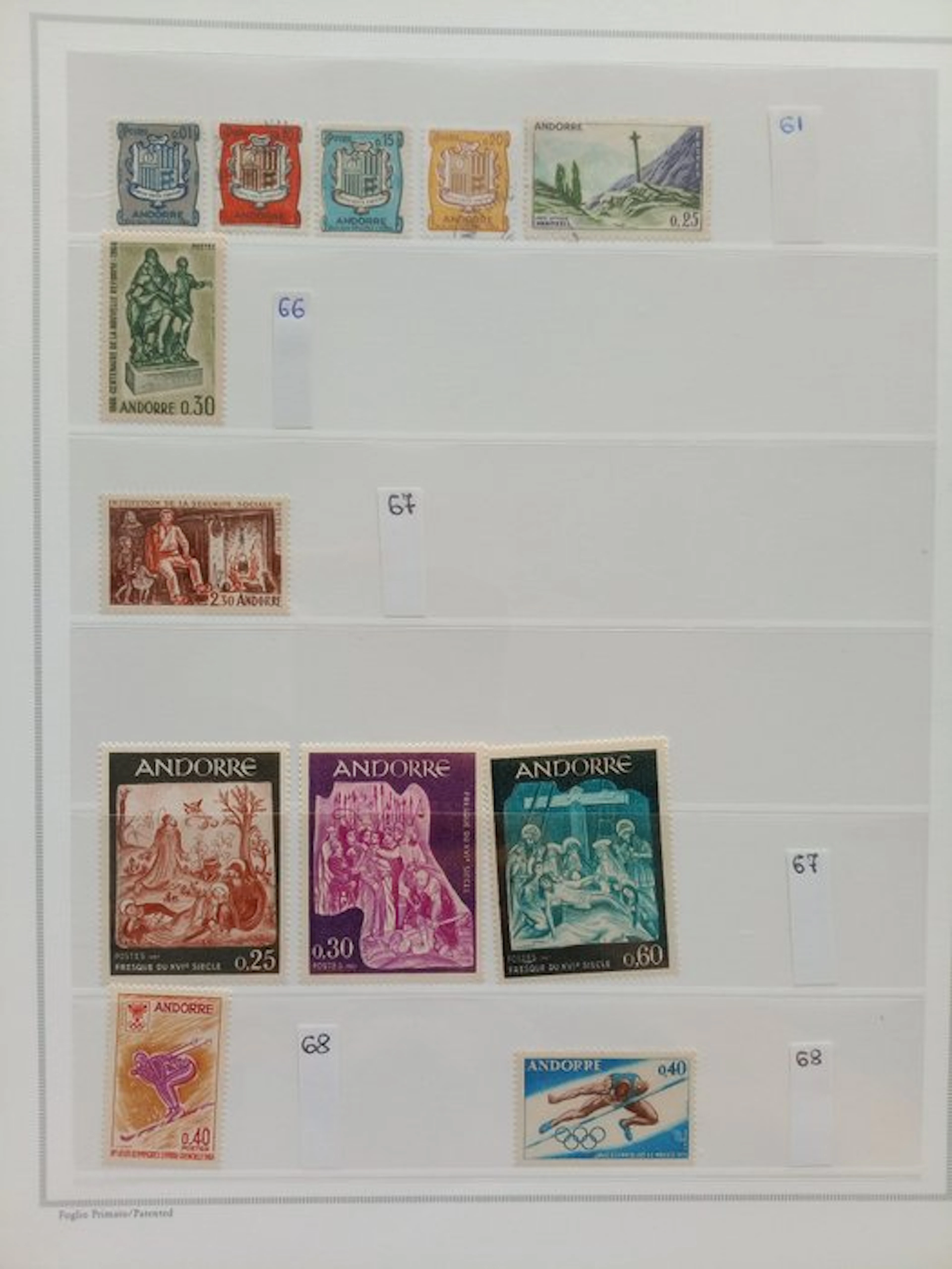 Andorra - Lot of complete year sets of French issues in marine sheets.