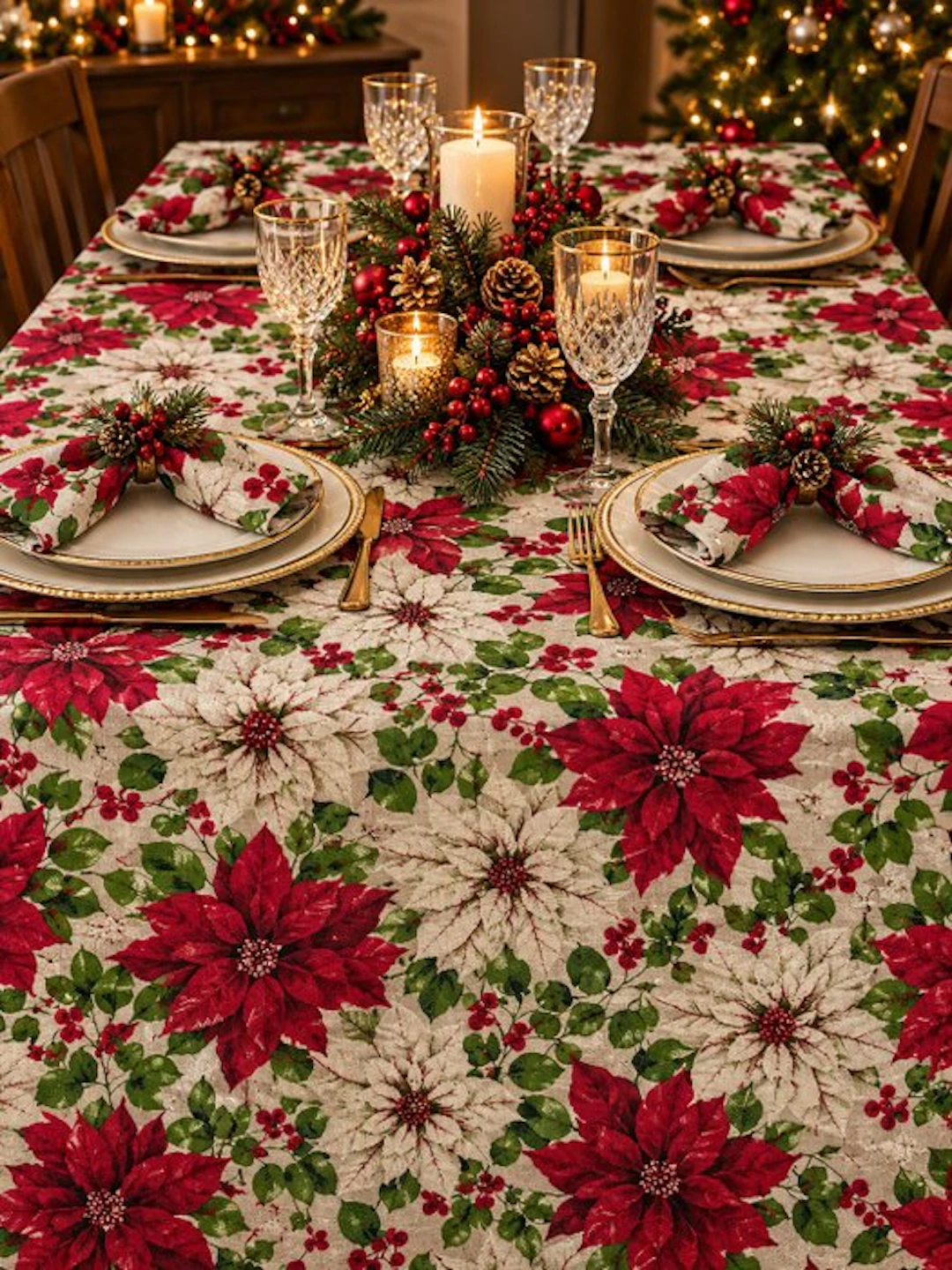 Christmas flowers - tablecloth - Tablecloth - 2.4 cm - 1.6 cm
