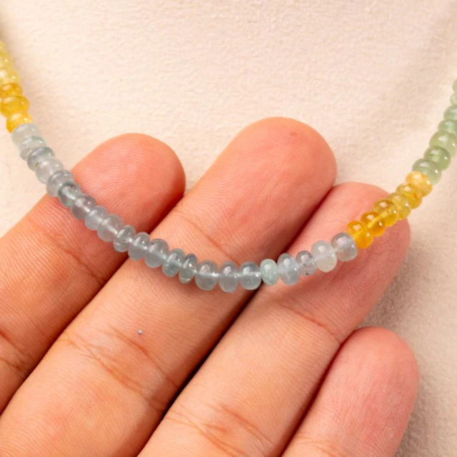 Beryl Necklace: Aquamarine and Heliodor in Shades of Blue...