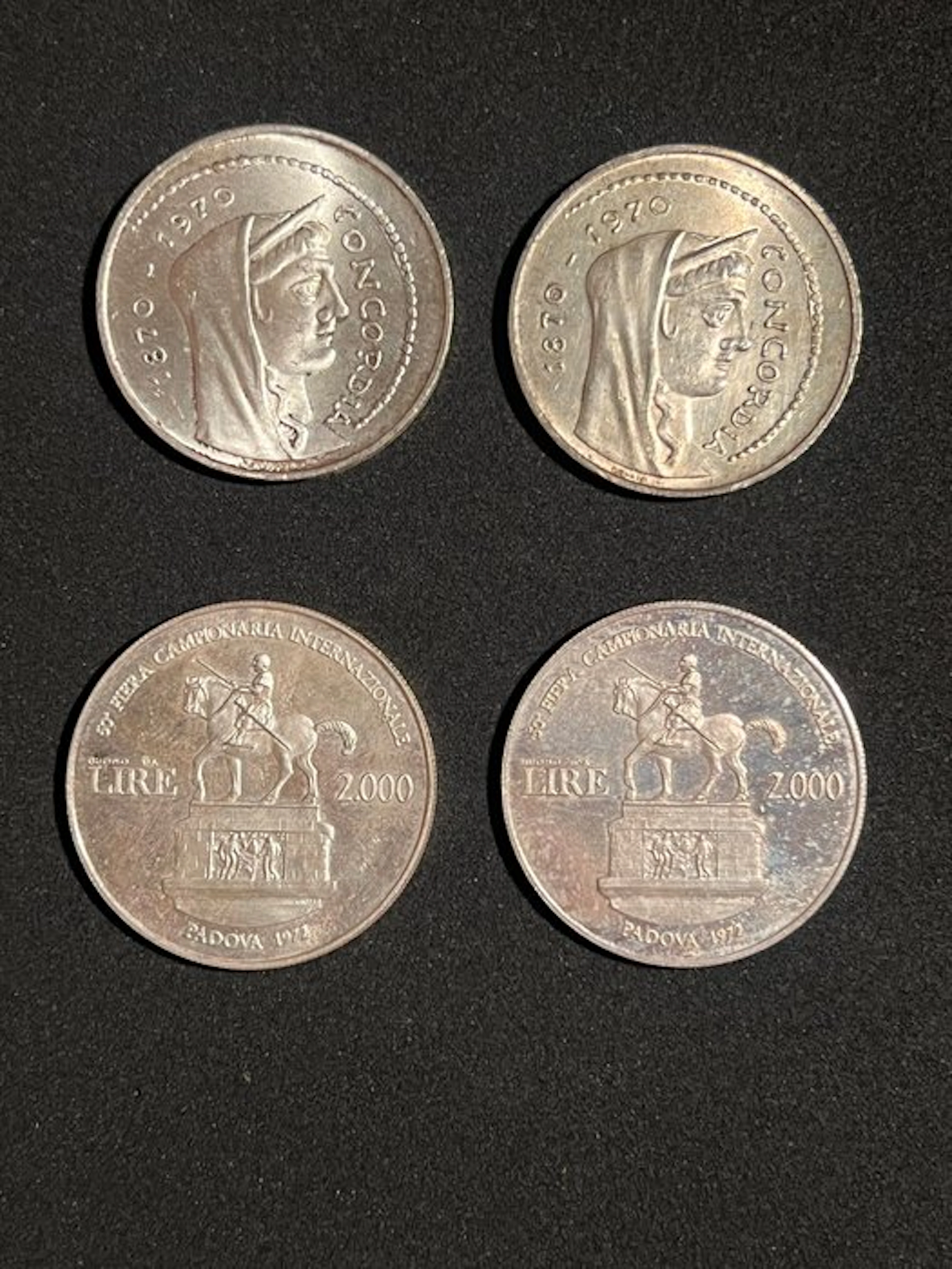 Italy. 1000, 2000 Lire 1970/1972, 4 x Monete (No reserve price)