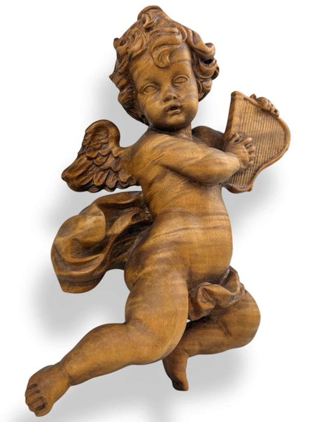 Sculpture, Putto con lira - 22 cm - Hardwood