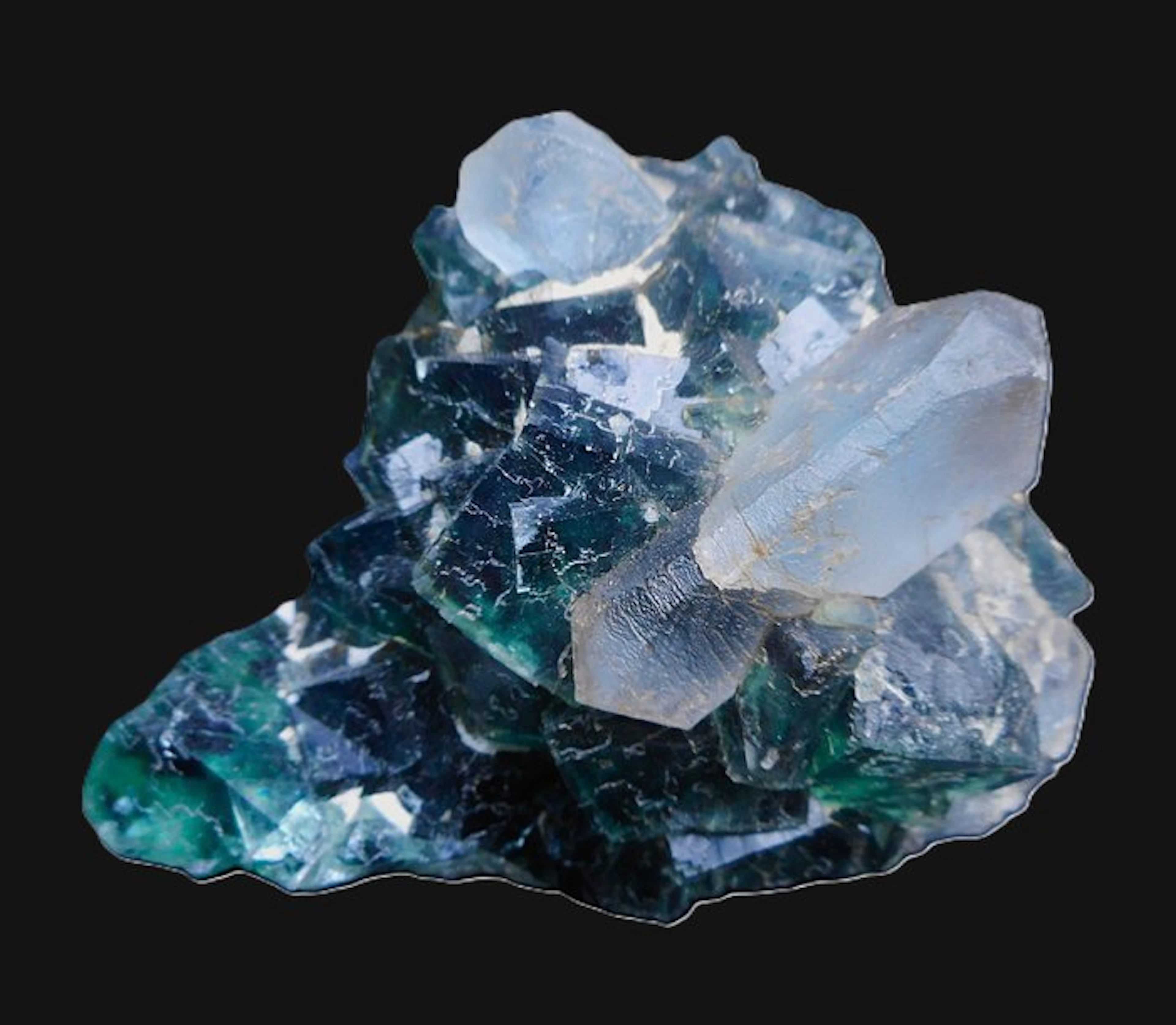 Fluorite Crystals - Height: 5 cm - Width: 11 cm- 638 g - (1)