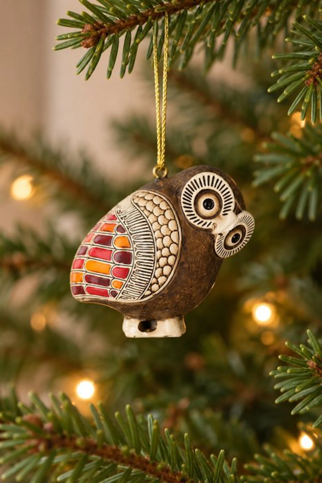Christmas tree ornament (5) - Resin - Christmas ornament with an owl