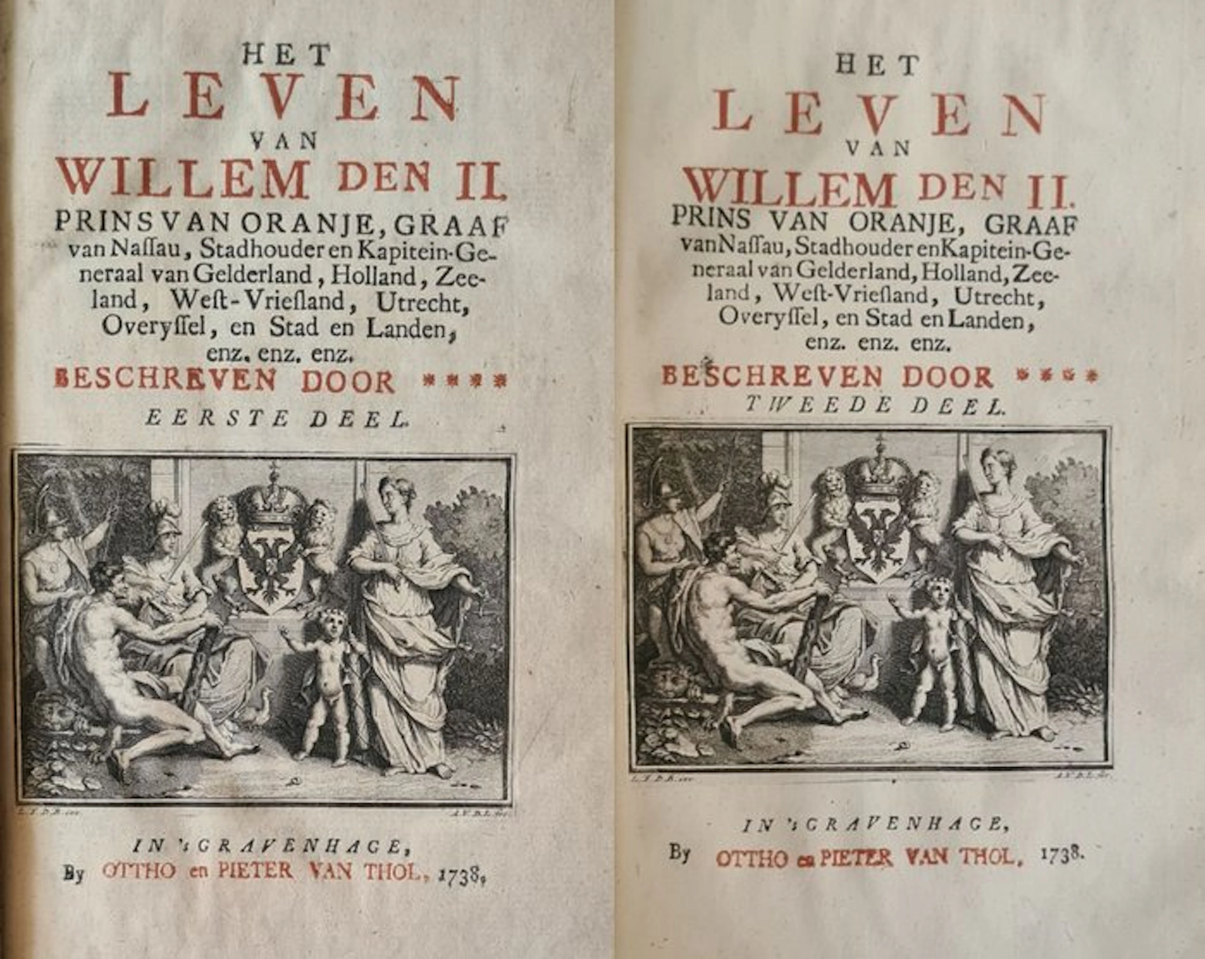[Pieter Le Clercq] - Het leven van Willem de II, 2 delen in 1 band - 1738