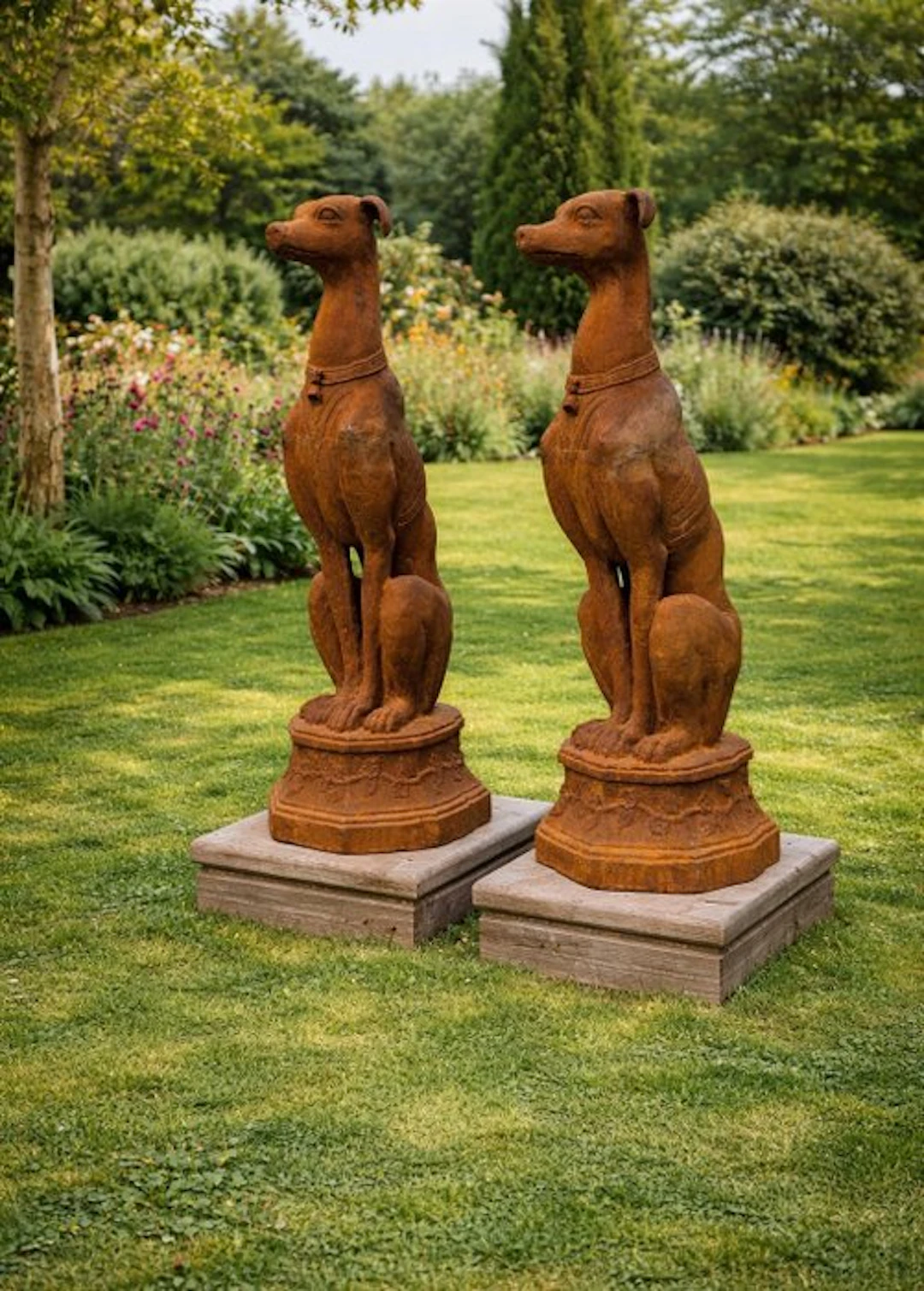 Statue, XL Cast-iron Greyhounds - 78.5 cm - Iron