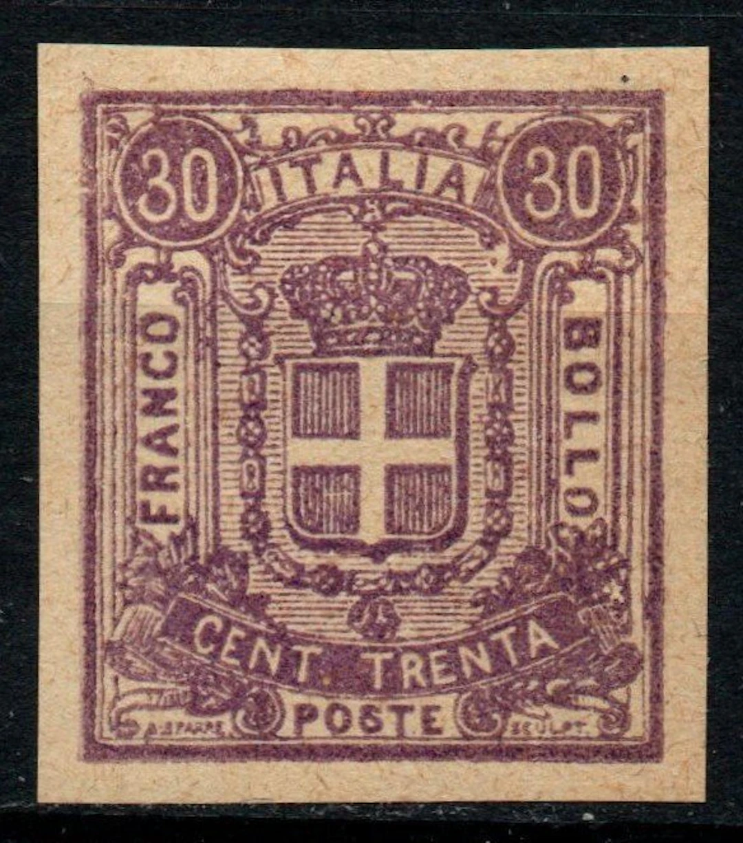 Italy Kingdom 1862 - Sparre Essay 30 centesimi lilac - Unificato 11