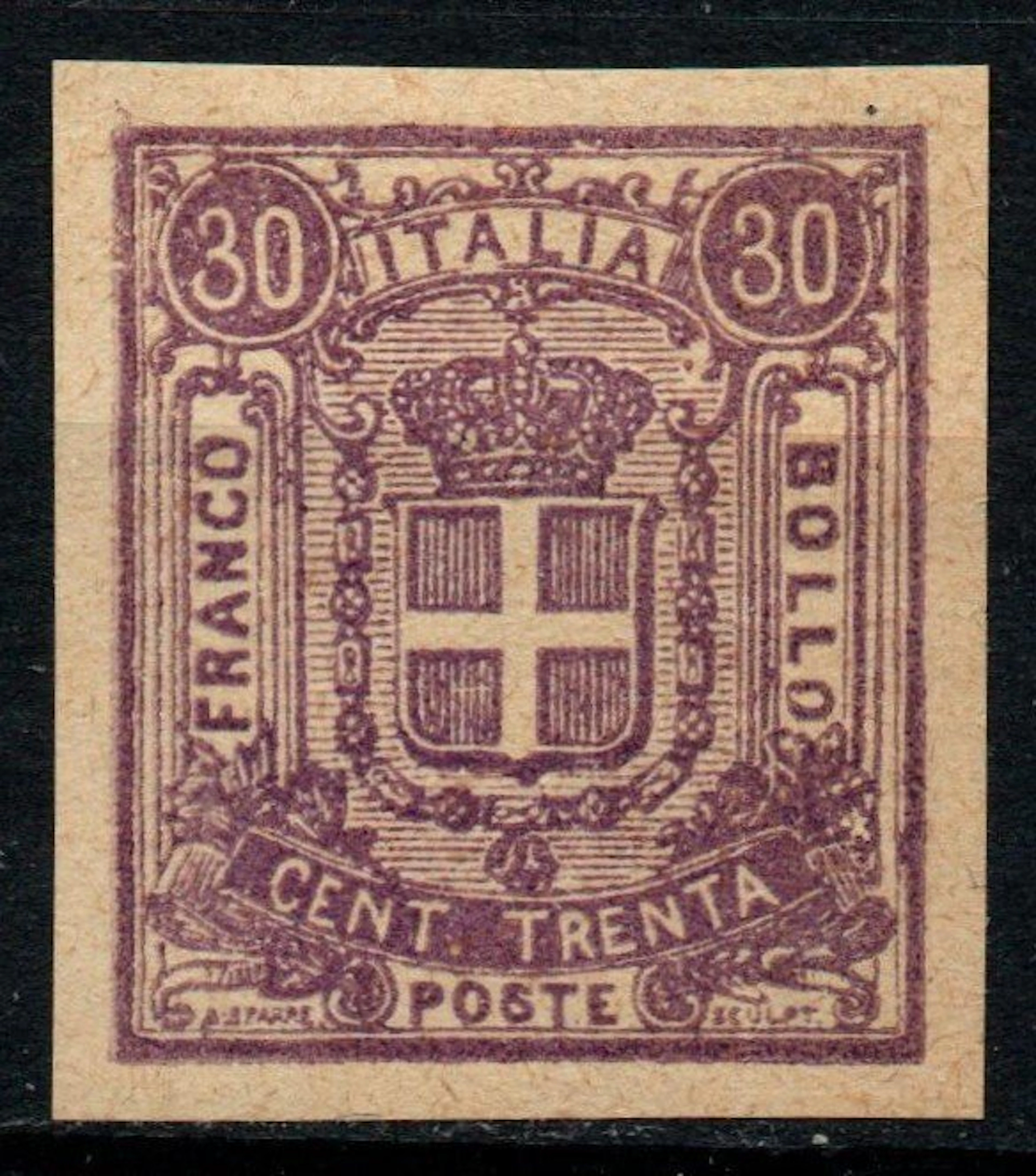 Italy Kingdom 1862 - Sparre Essay 30 centesimi lilac - Unificato 11