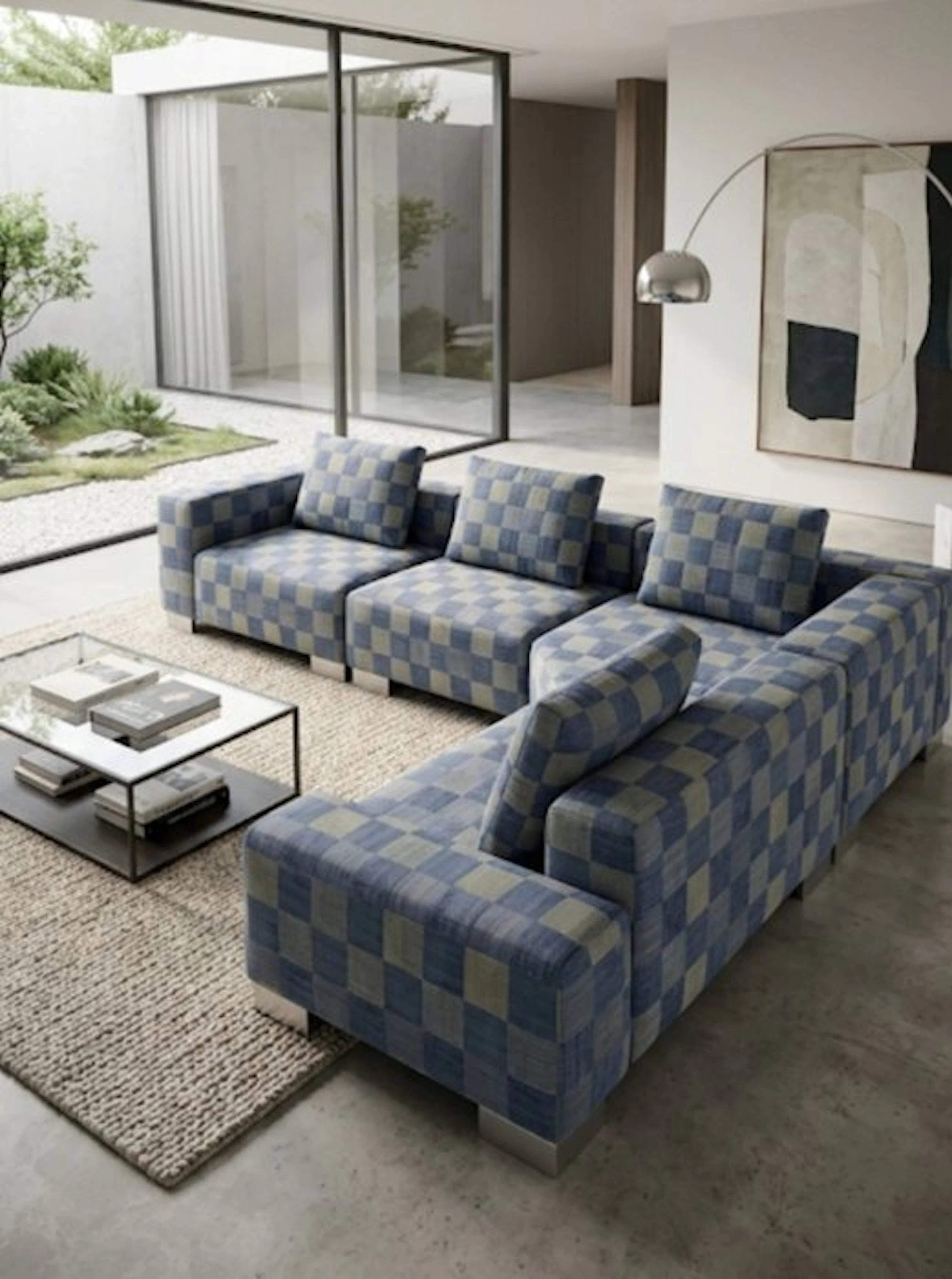 San leucio geometrico double face con parti brillanti e...