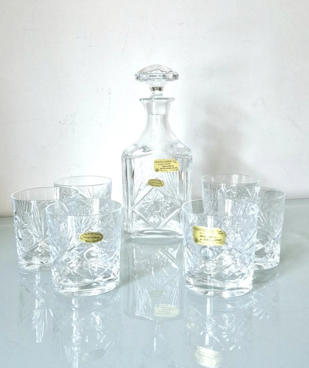Valery Klein - Drinking set for 6 (7) - Crystal - Hand-carved
