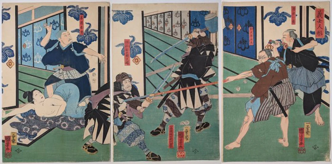 KUNIYOSHI • 47 RŌNIN NIGHT RAID • HORIBE YASUBEI vs