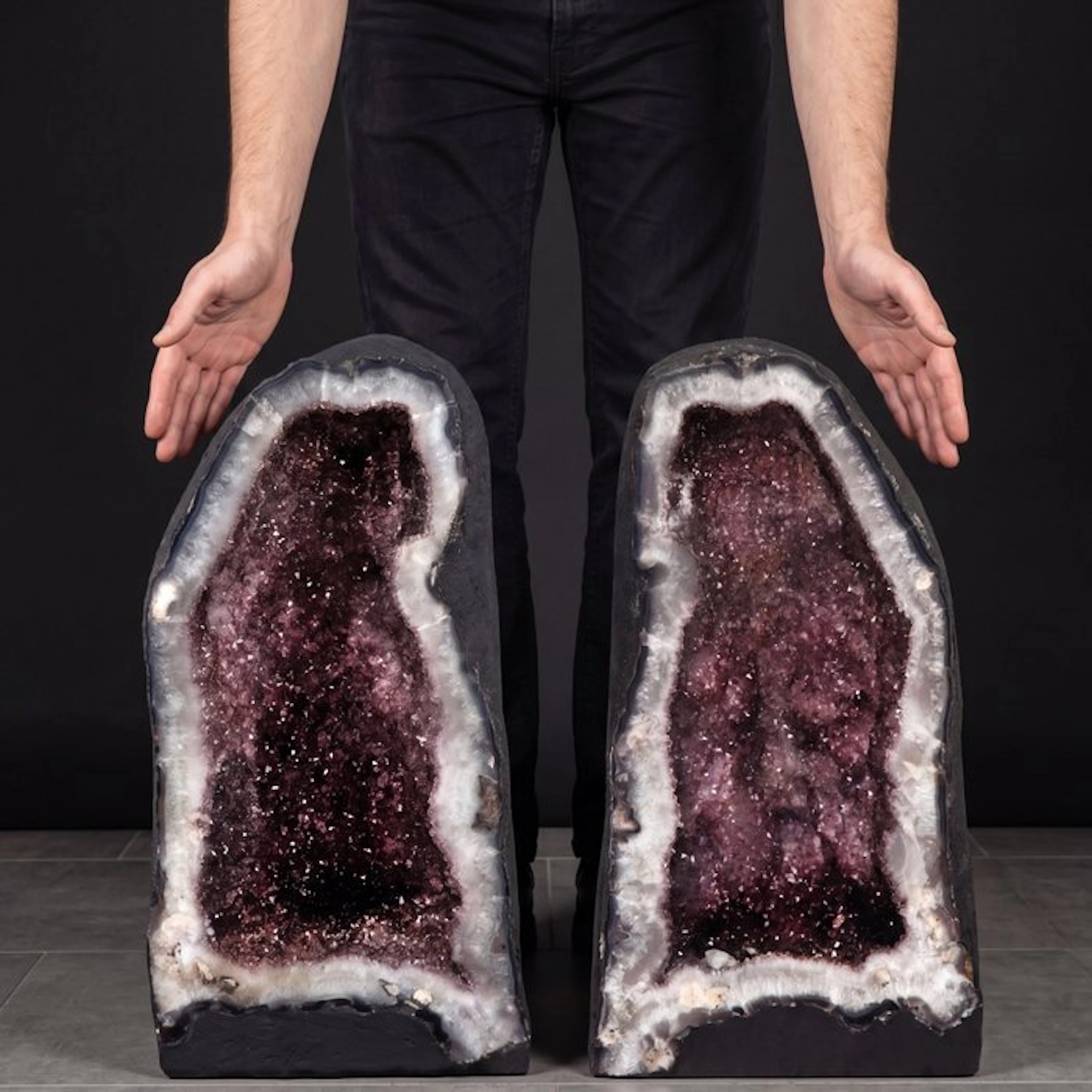 Sparkling Amethyst - 48x24x22 cm - Matched Pair - Geode- 55 kg