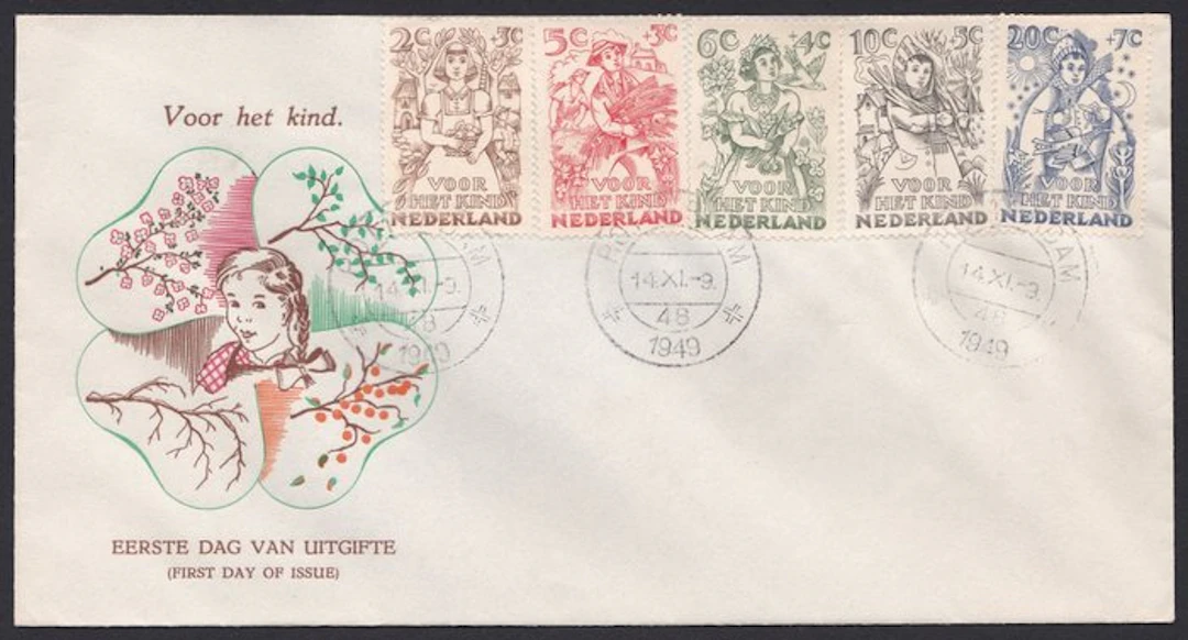 Netherlands - Forerunner FDC Children's Stamps 1949 - NVPH 544-548