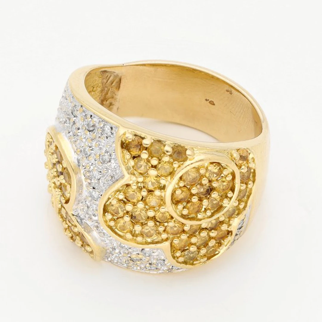 Ring - 14 kt. Yellow gold - Diamond - Citrine