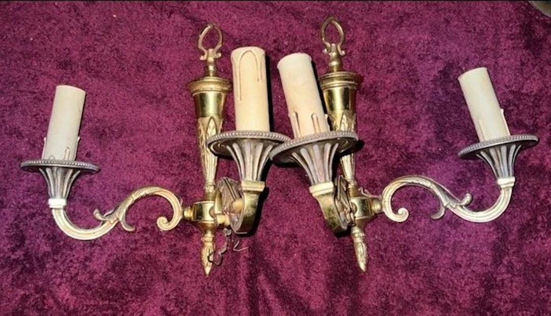 Candelabra floor lamp (6) - golden bronze - Lighting restoration lot