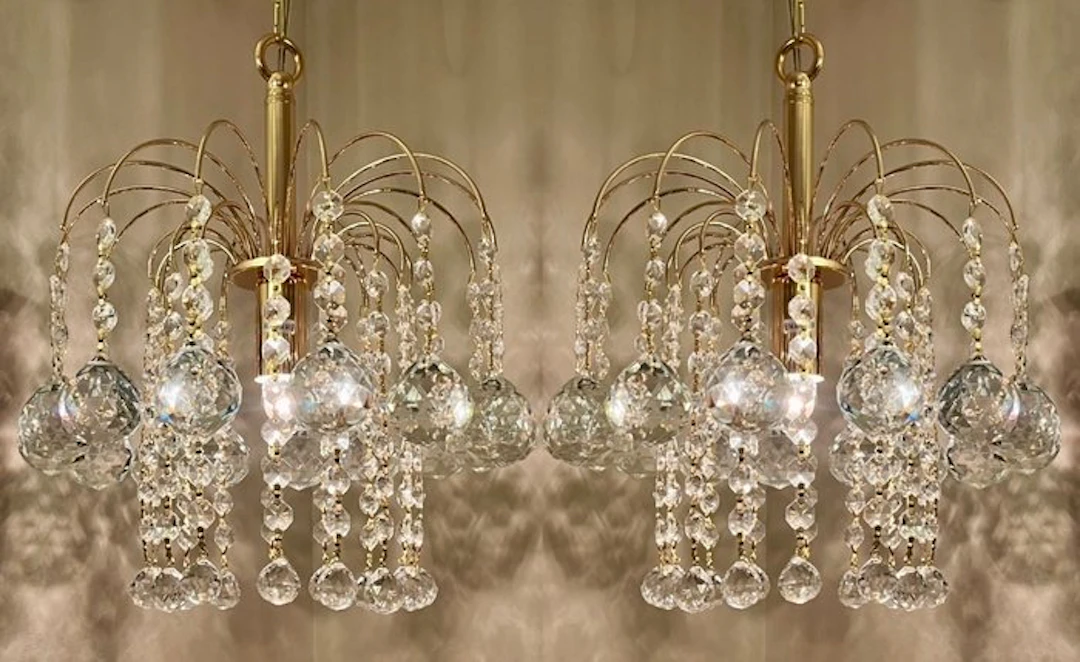 Louis LX - Swarovski - Chandelier - Crystal, Gold leaf - Two pendant lamps