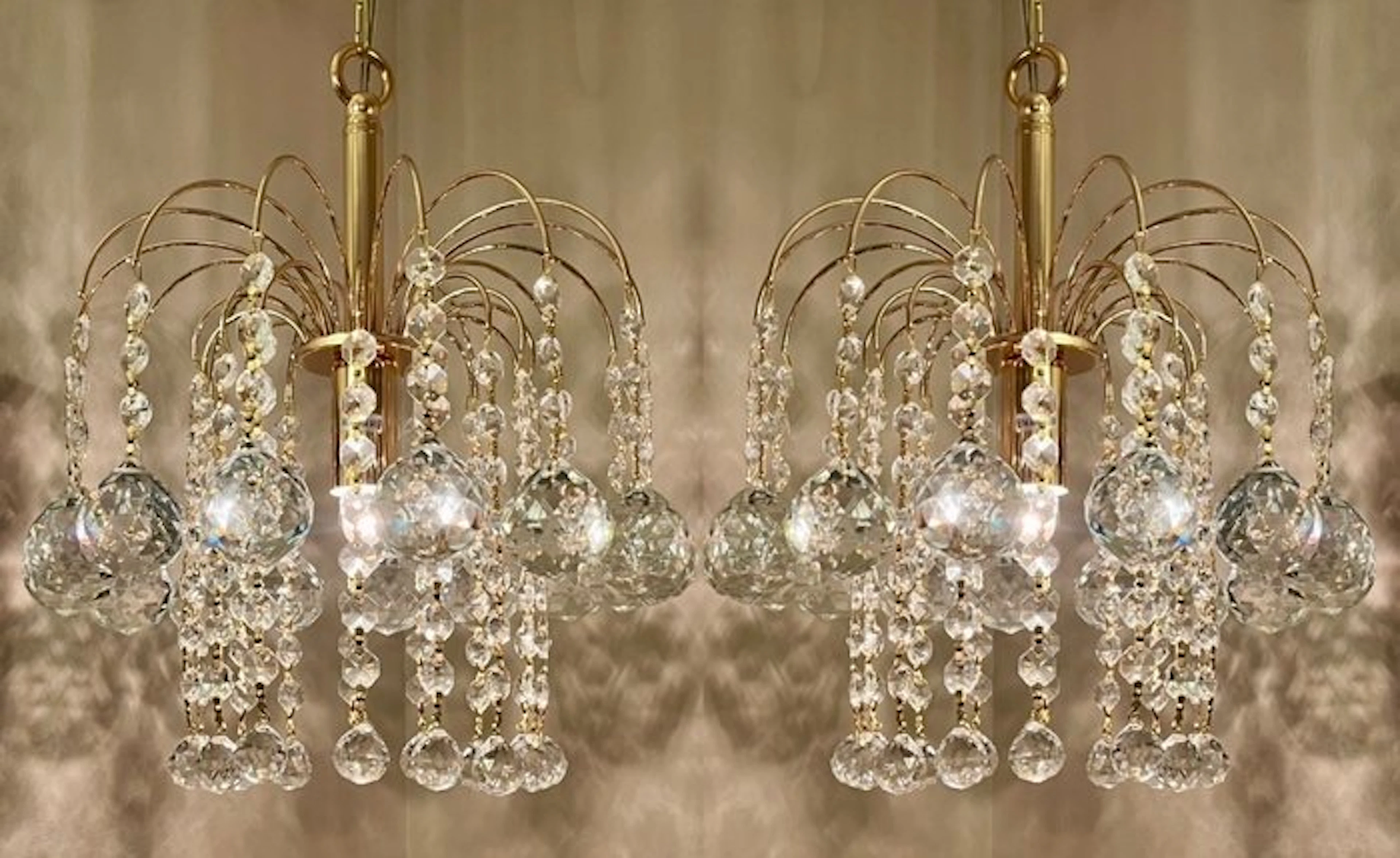 Louis LX - Swarovski - Chandelier - Crystal, Gold leaf - Two pendant lamps
