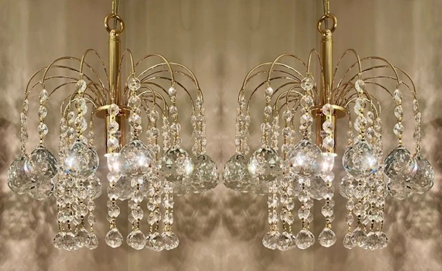 Swarovski - Chandelier (2) - Crystal, Gold leaf