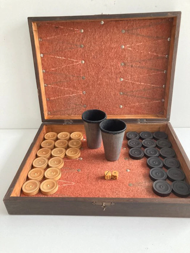 Board game - Oude backgammon speldoos - Wood